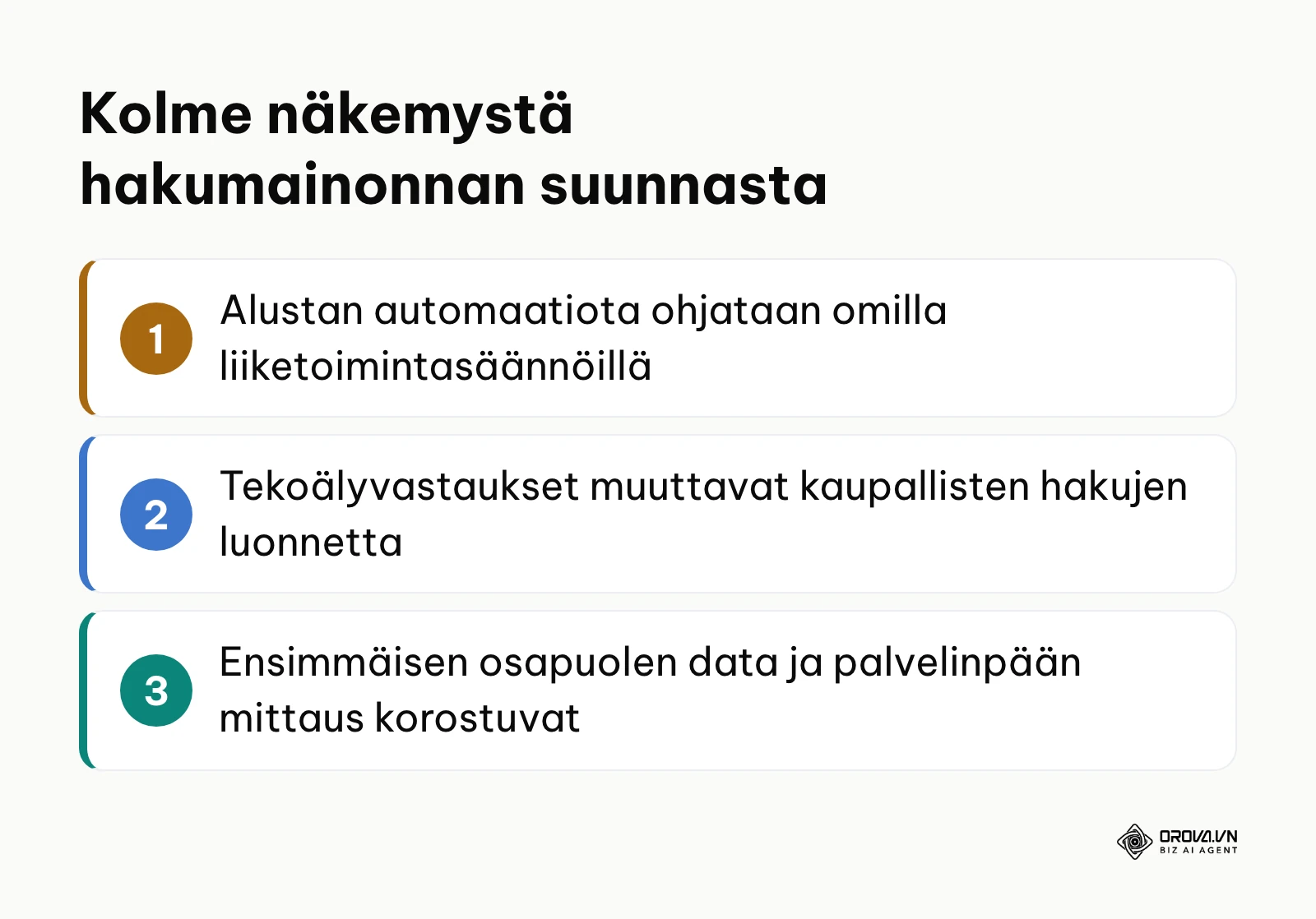 Tiivistelmä kirjoittajan kolmesta näkemyksestä Google Adsin kehityksestä