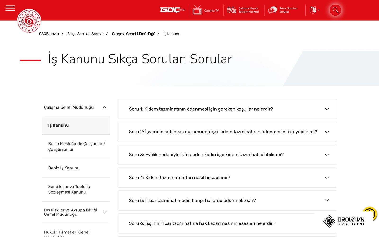 Çalışma ve Sosyal Güvenlik Bakanlığı'nın İş Kanunu sıkça sorulan sorular sayfası; İş Kanunu uygulamasına dair resmî yanıtlar burada toplanır.