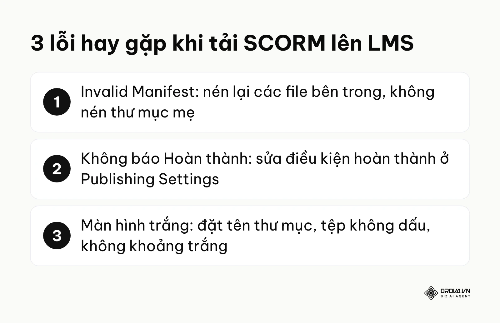 Ba lỗi hay gặp khi tải gói SCORM lên LMS và cách sửa: Invalid Manifest, không báo hoàn thành, màn hình trắng