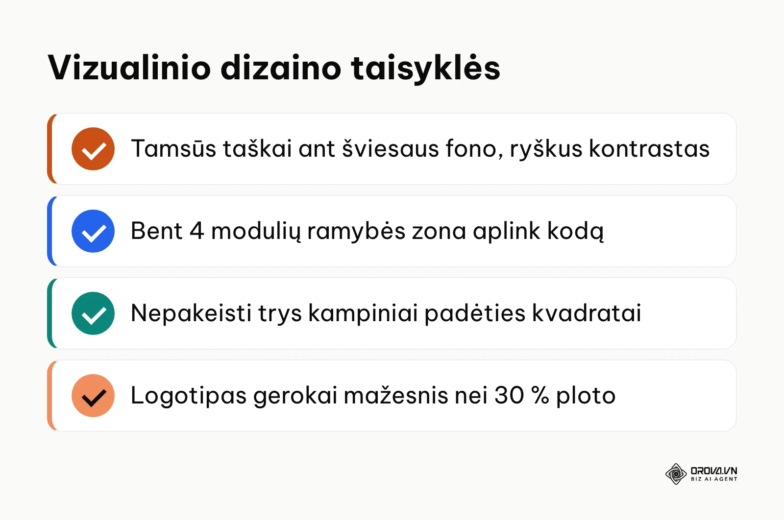 Svarbiausių QR kodo dizaino ir kontrasto taisyklių santrauka