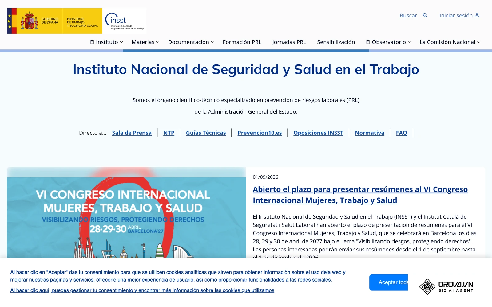 Portal oficial del INSST, principal referente normativo y técnico para la documentación preventiva en España.