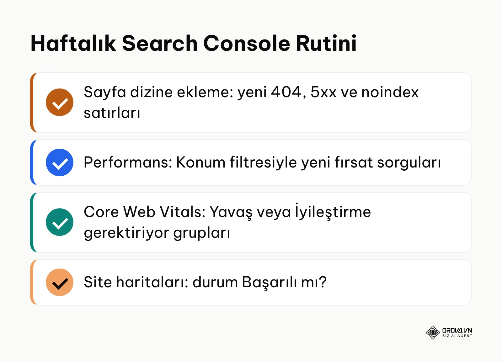 Web yöneticileri için haftalık Google Search Console kontrol rutini özeti
