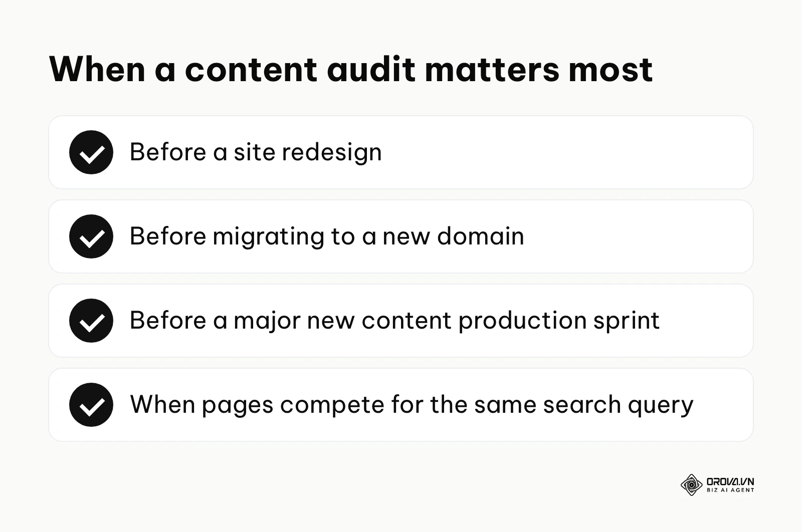 Summary of the moments when a content audit matters most