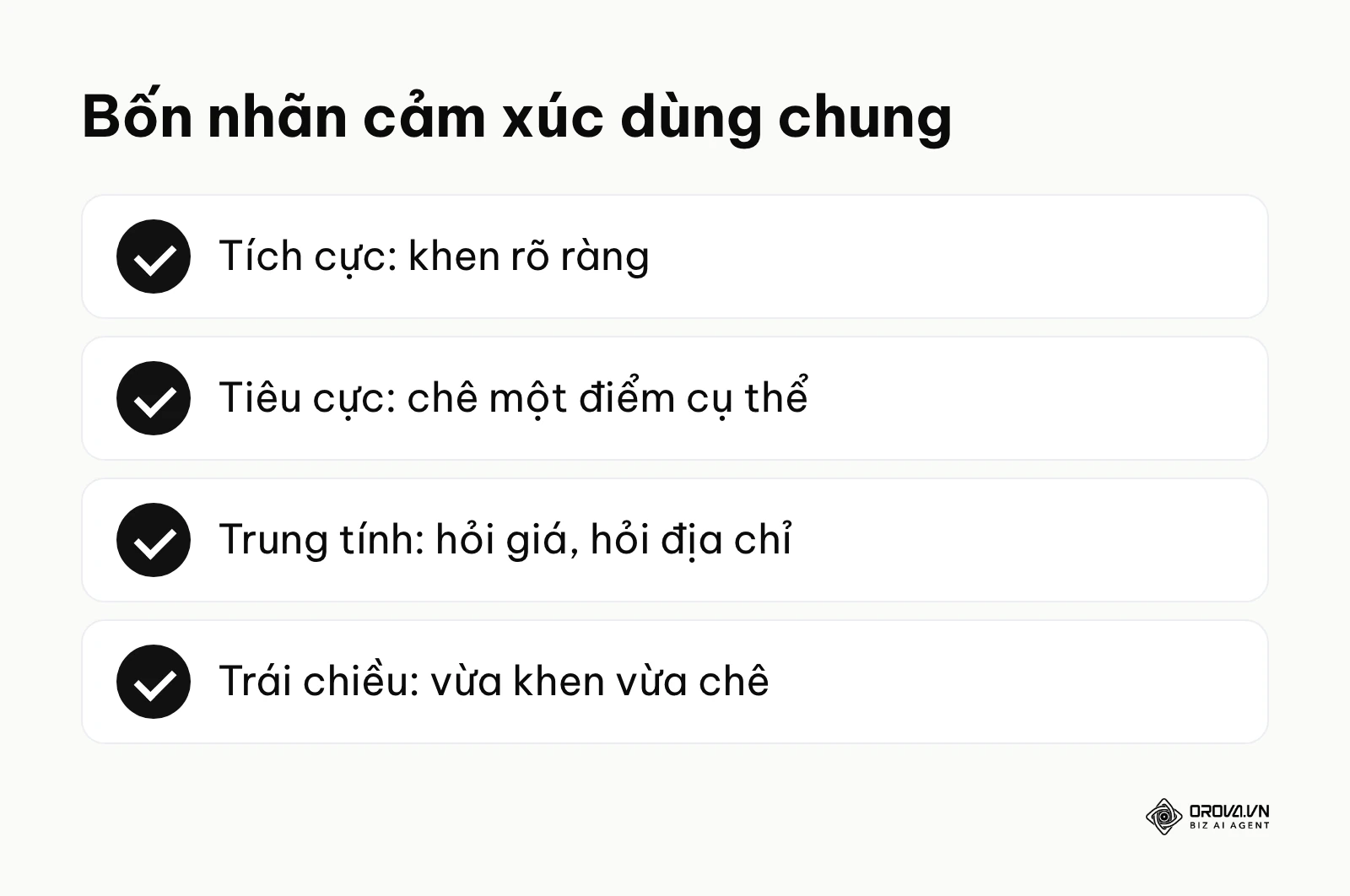 Bốn nhãn cảm xúc dùng chung khi dán nhãn bình luận