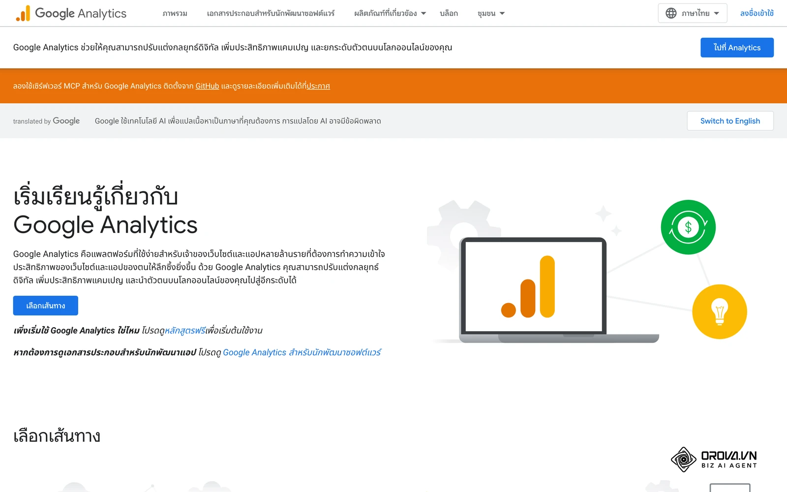 เอกสาร Google Analytics อธิบายการเก็บข้อมูลคอนเวอร์ชันและรายได้ ซึ่งเป็นข้อมูลดิบของการคำนวณ ROI