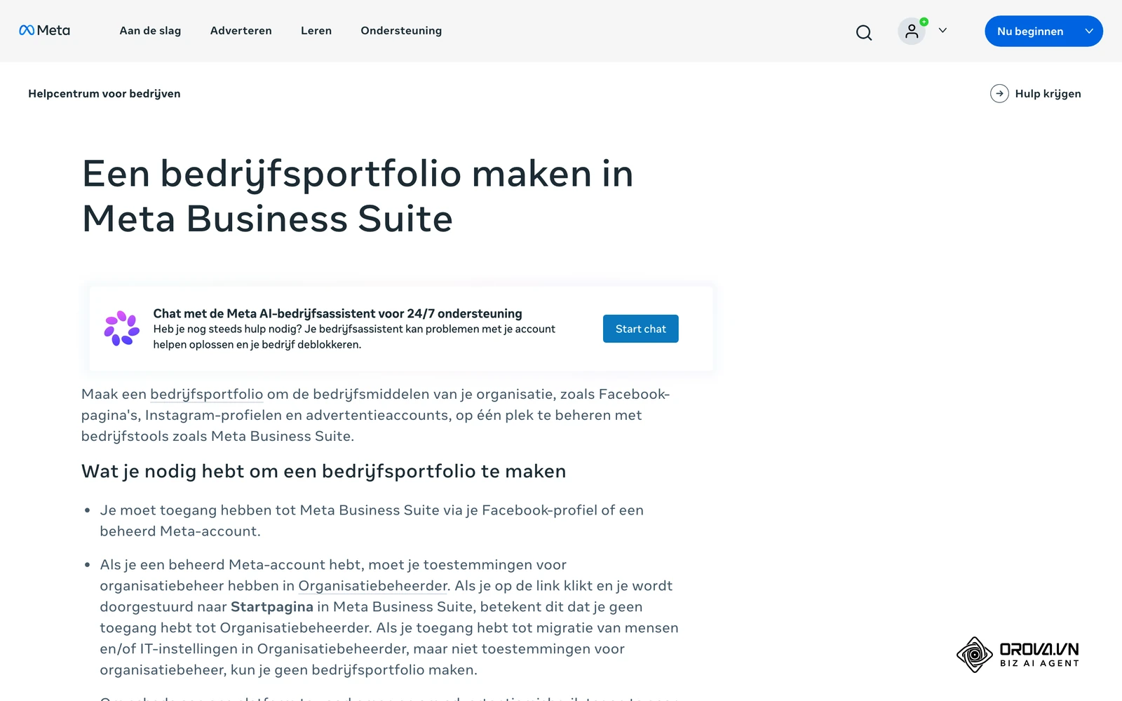 Meta Helpcentrum voor bedrijven (Nederlands): de stappen om een bedrijfsportfolio te maken in Meta Business Suite.