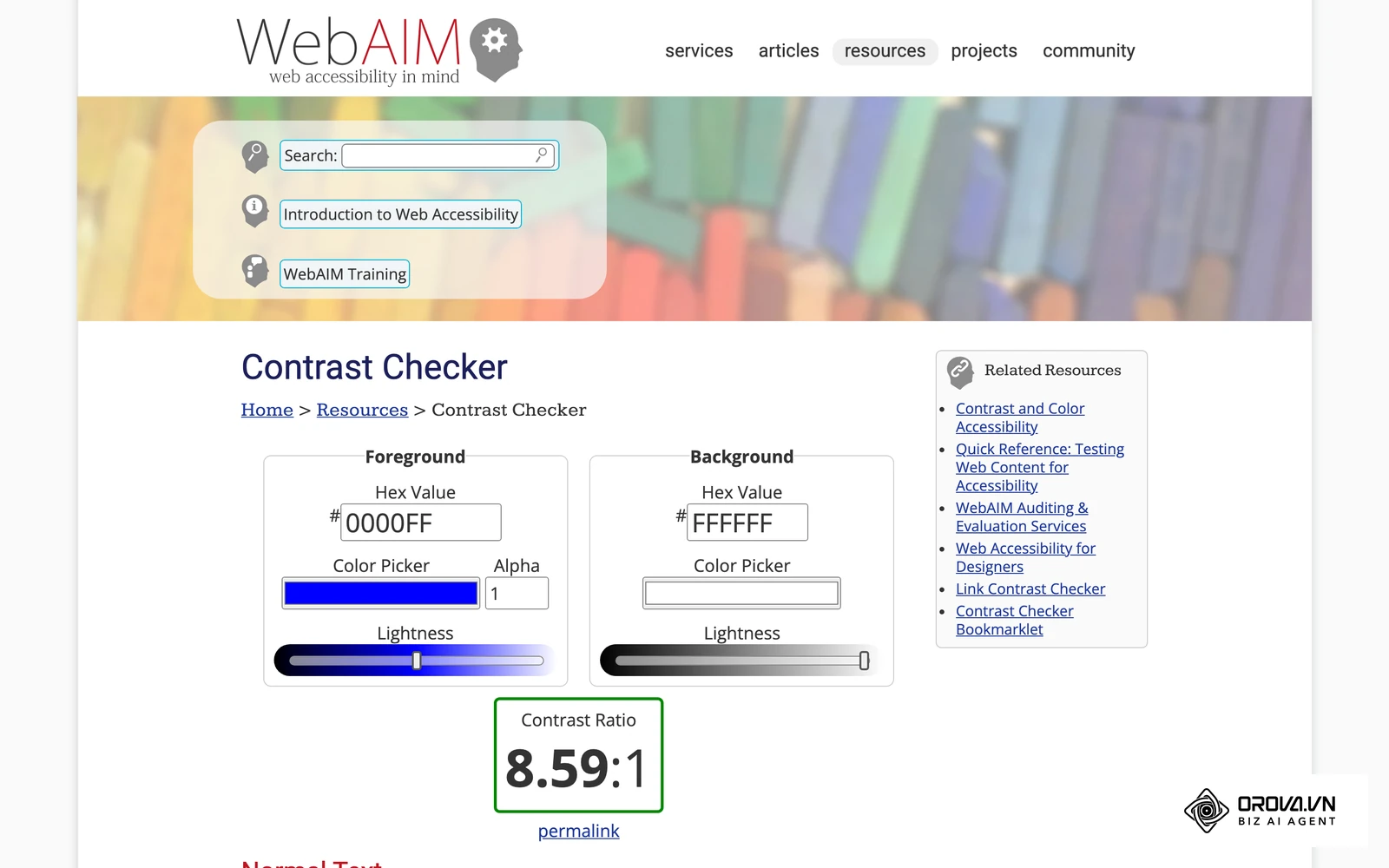A contrast checker such as WebAIM's shows whether overlay text stands out from its background, the same check a hook caption needs before you export.