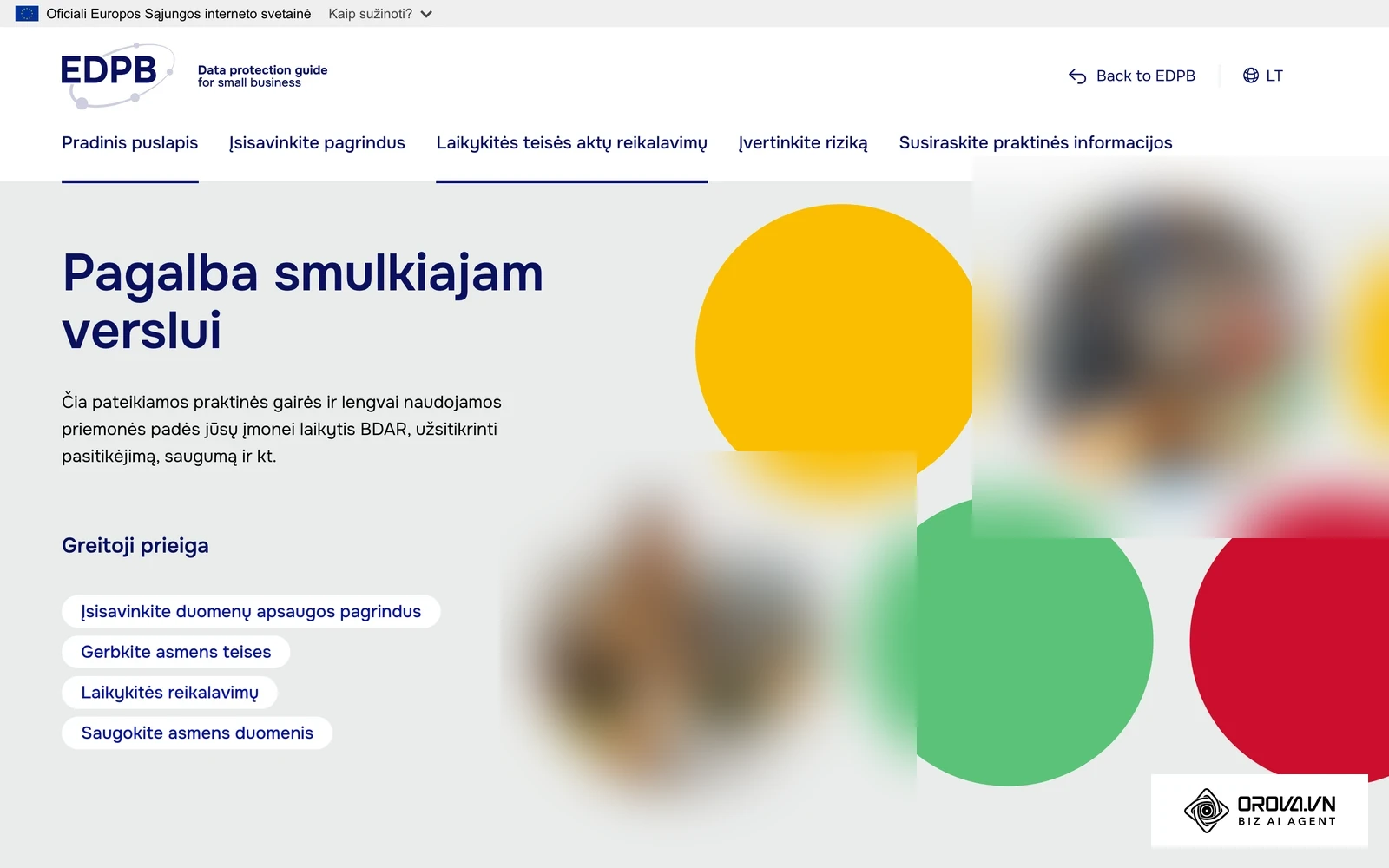 Europos duomenų apsaugos valdybos (EDPB) duomenų apsaugos gidas smulkiam verslui lietuvių kalba: bendros BDAR nuostatos įmonėms.