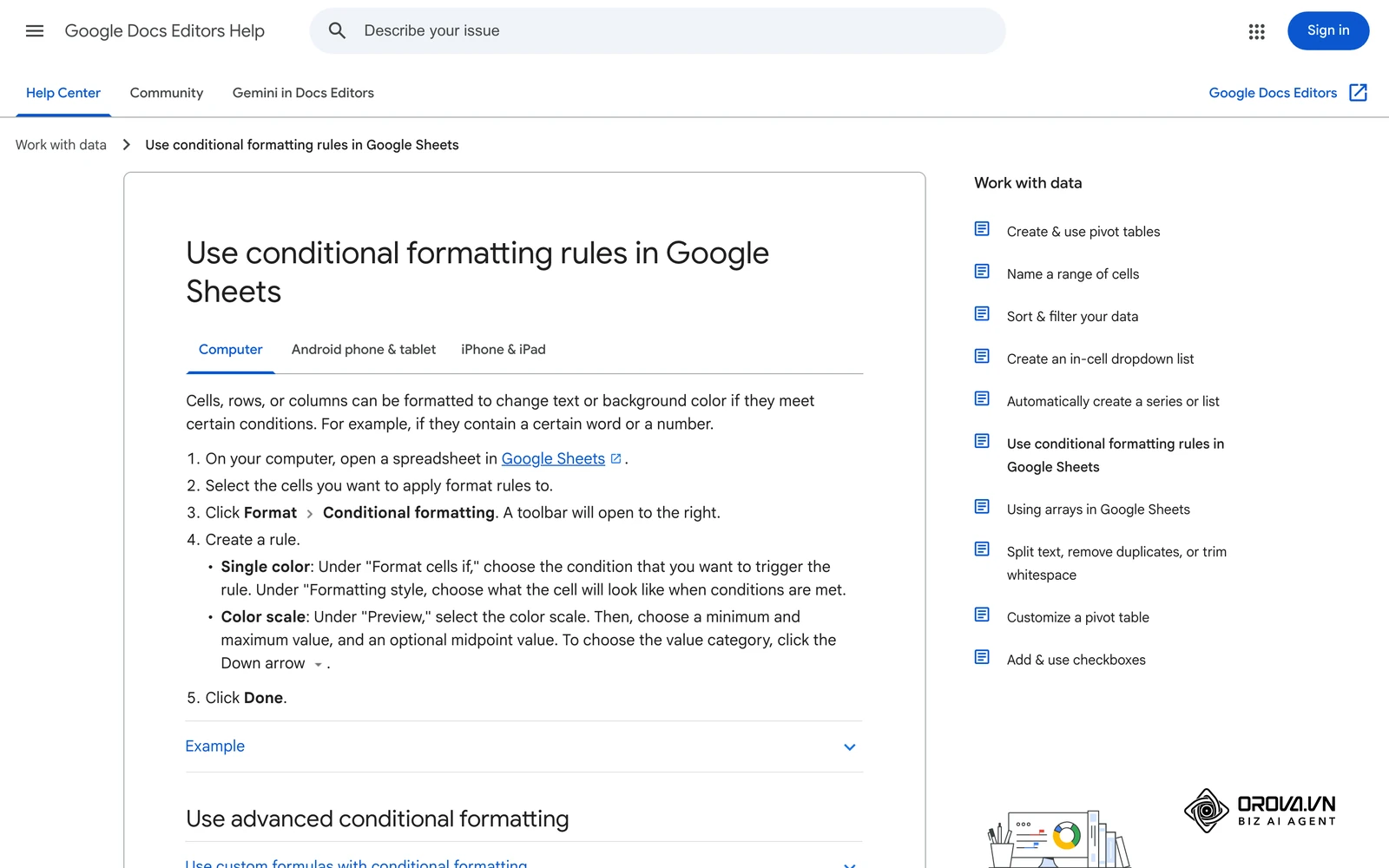 Google Sheets yordam sahifasi: shartli formatlash. Shu usul bilan oʻquv rejasida haftalik chegaradan oshgan qatorlar rang bilan ajratiladi.
