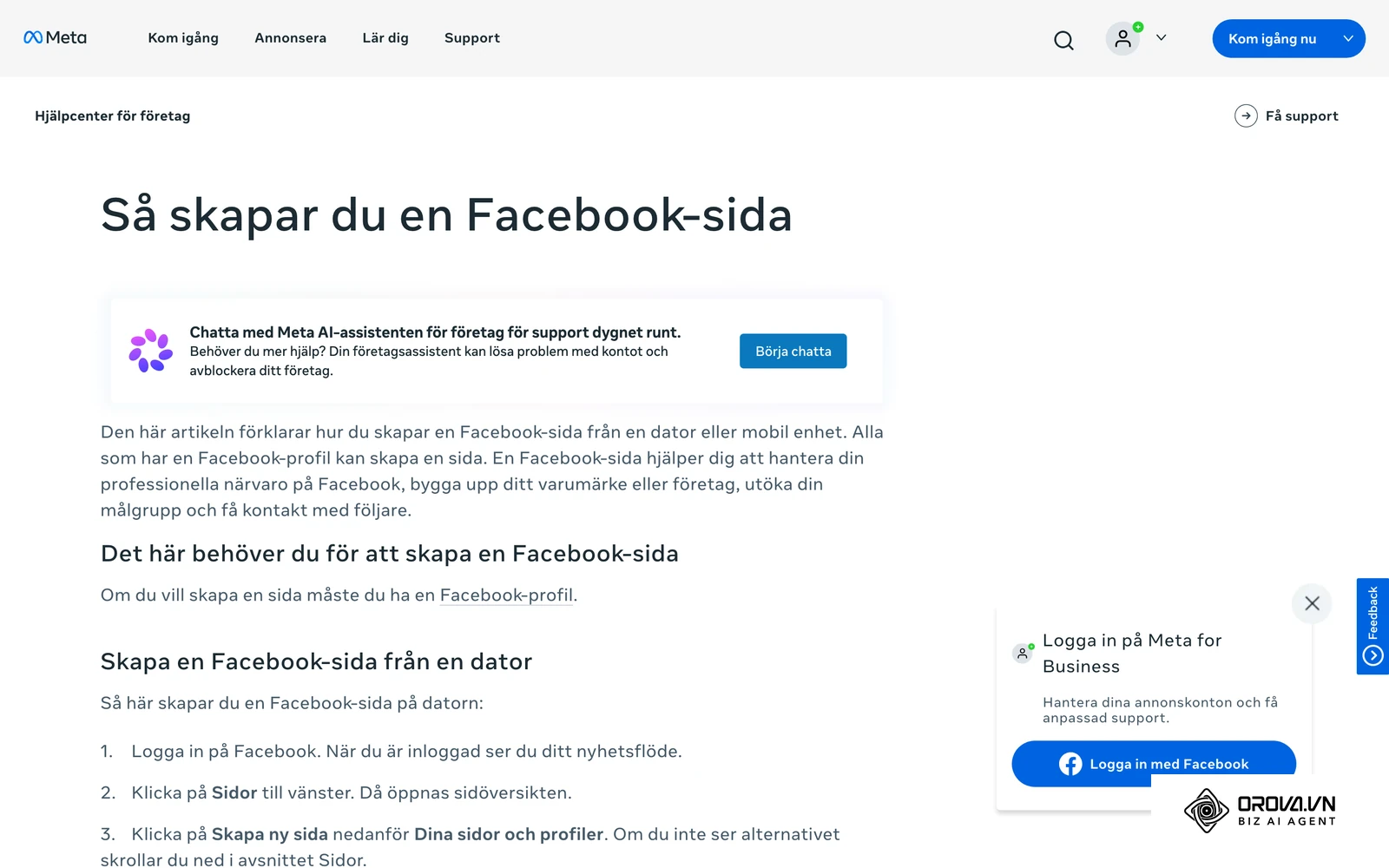 Metas hjälpcenter: så skapar du en officiell Facebook-sida för företaget i stället för att använda en personlig profil.