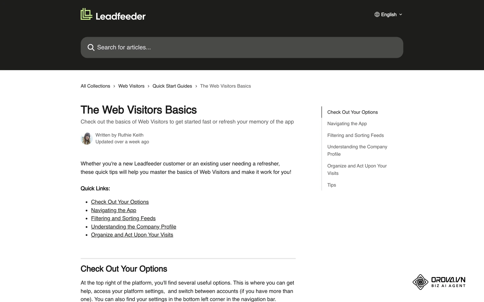 Centre d'ajuda de Dealfront (Leadfeeder): conceptes bàsics de Web Visitors, la funció que identifica empreses que visiten un web.