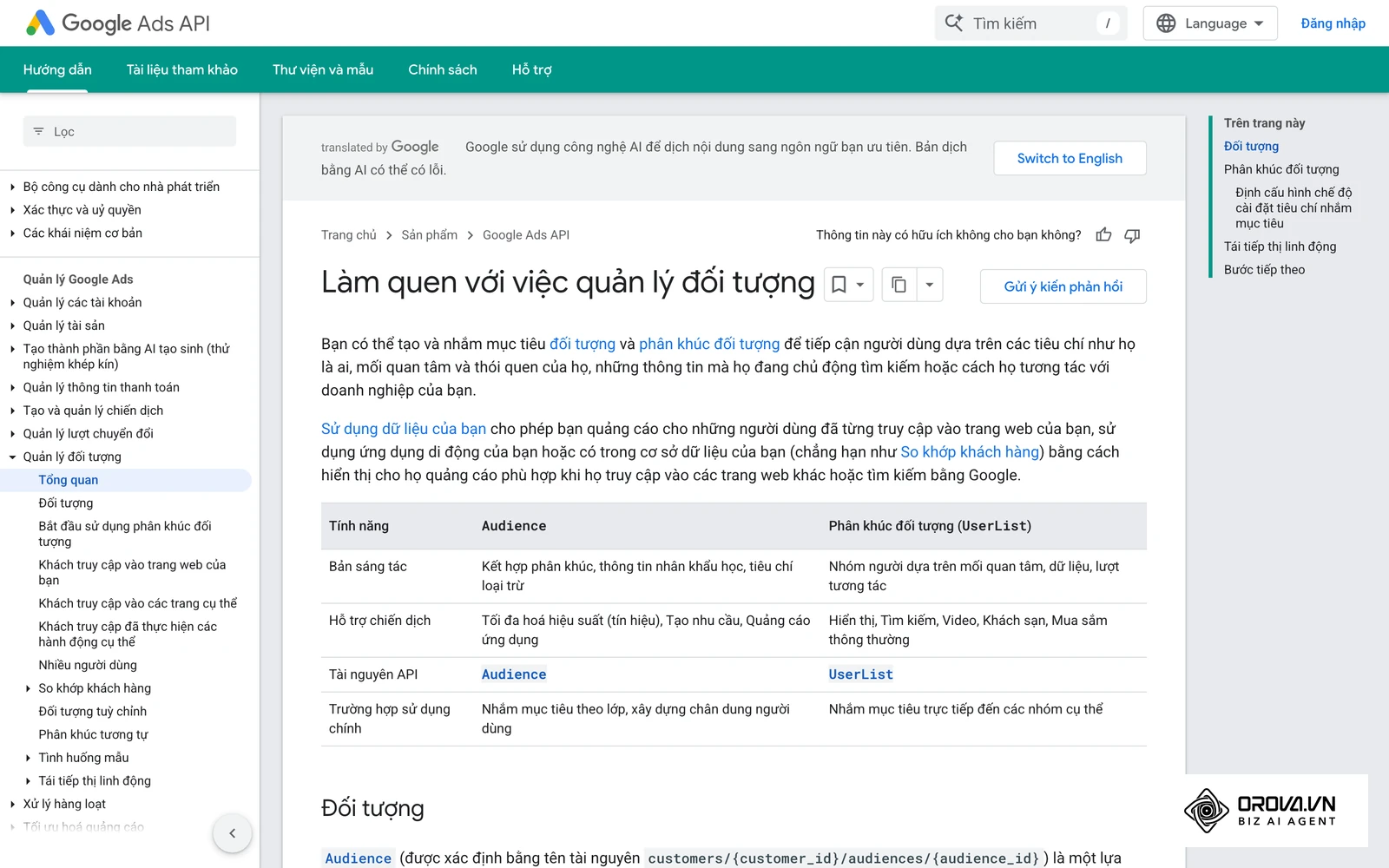 Tài liệu Google Ads về tiếp thị lại: dựng phân khúc từ người đã tương tác để hiển thị quảng cáo lại.