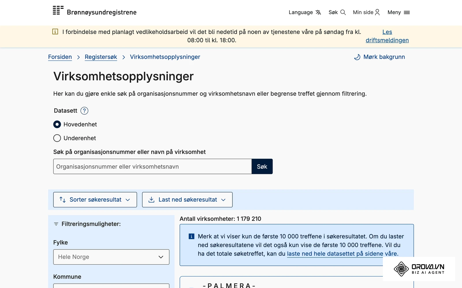 Søk i Enhetsregisteret på brreg.no: her slår du opp navn, organisasjonsnummer, næringskode og adresse for norske virksomheter.