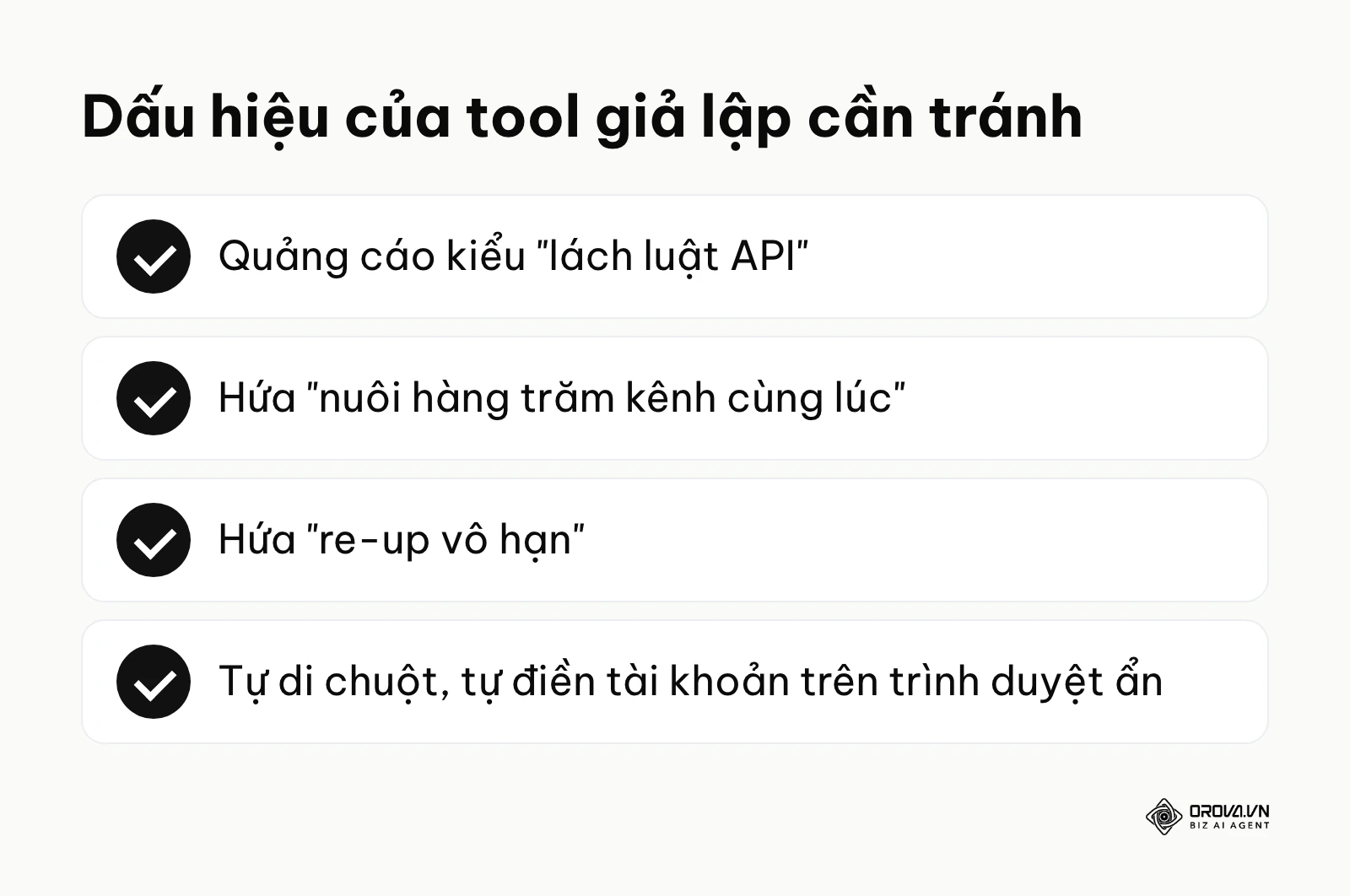 Các dấu hiệu nhận biết công cụ giả lập vi phạm điều khoản TikTok