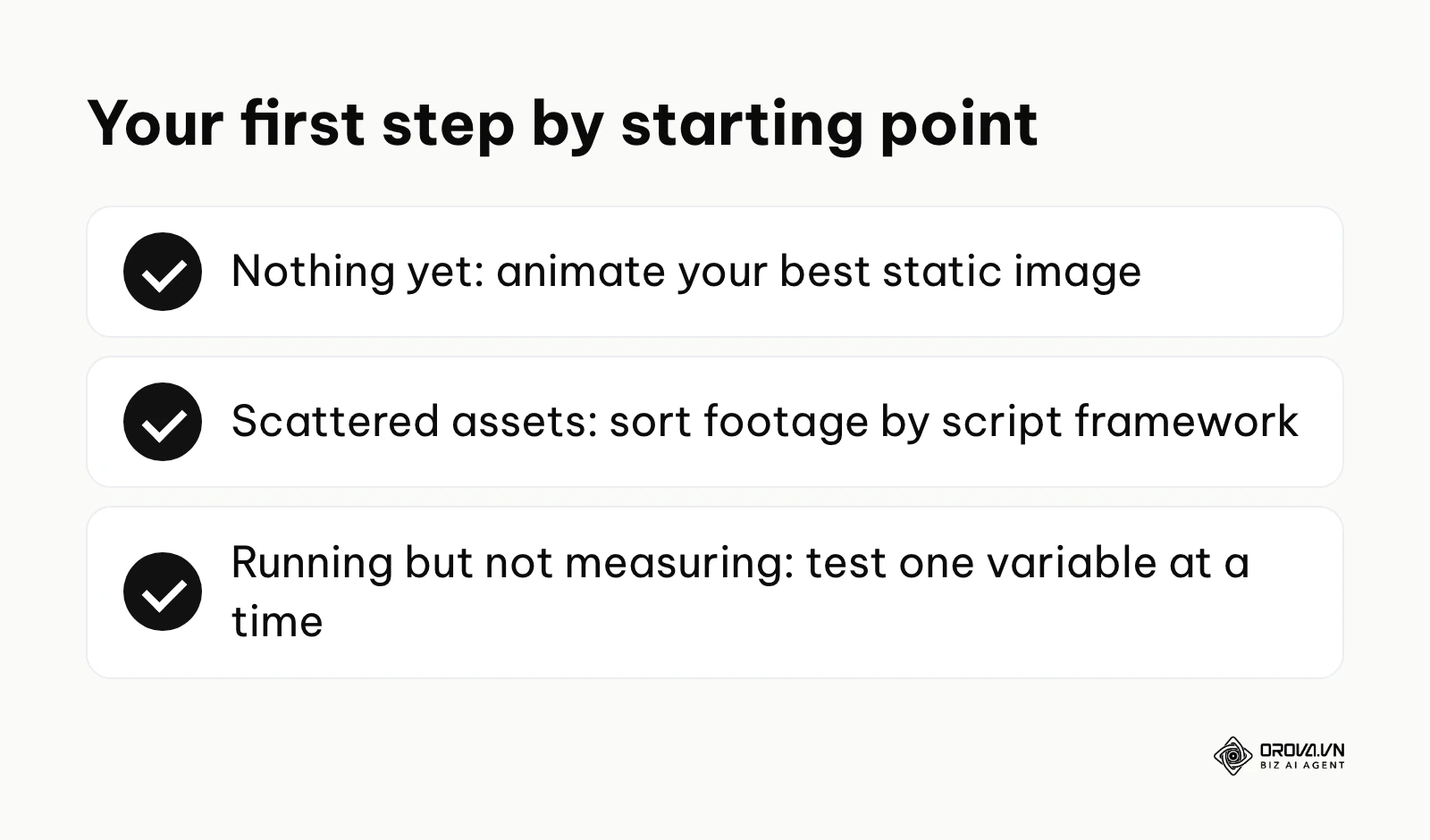 Summary of the first step for each starting point.