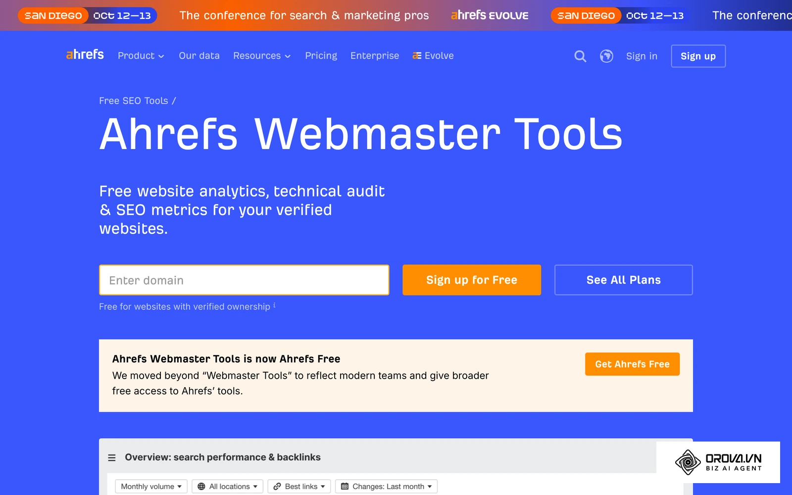 Ahrefs Webmaster Tools offers a free tier for verified site owners, covering backlinks and site audits.