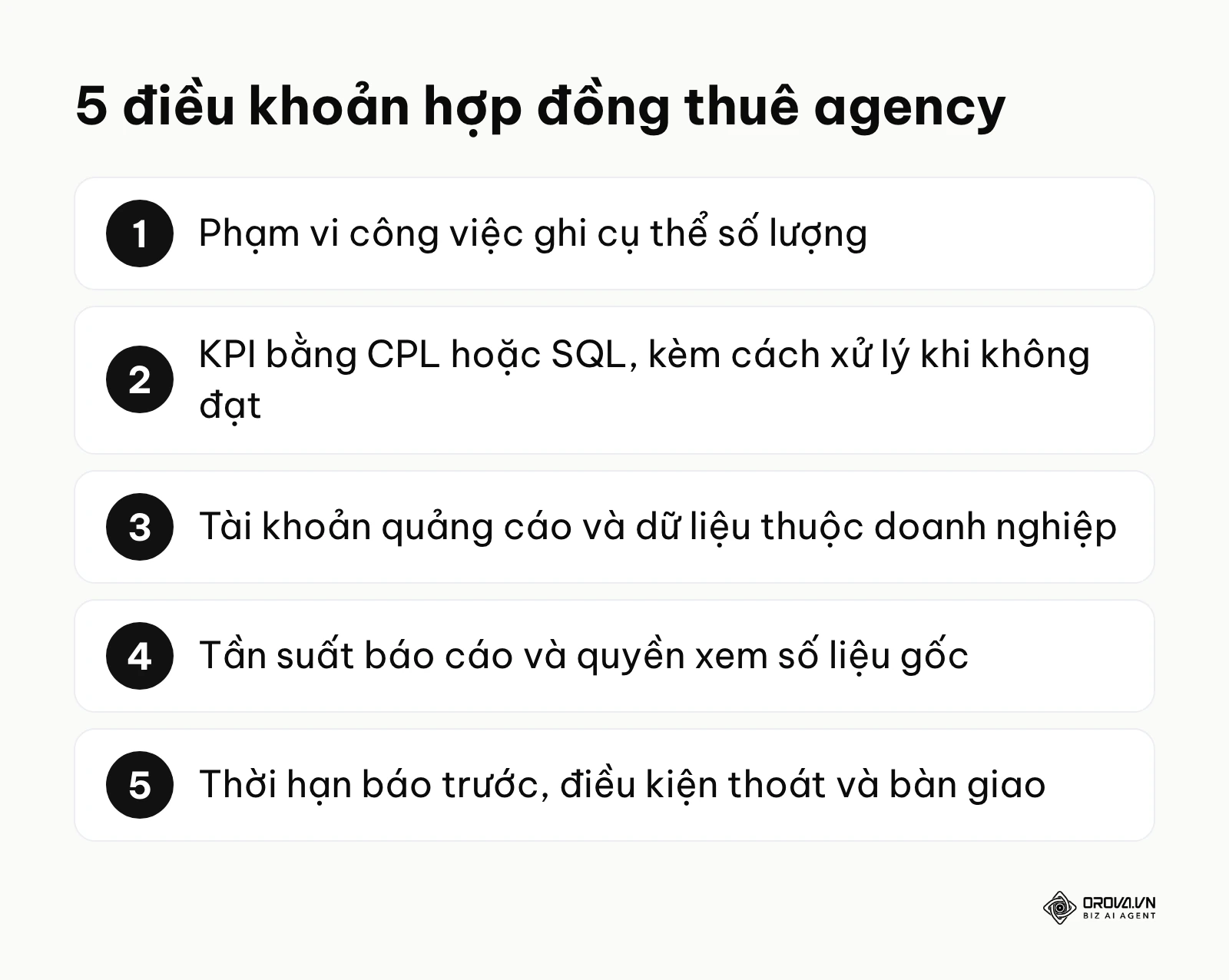 Năm điều khoản cần có trong hợp đồng thuê agency
