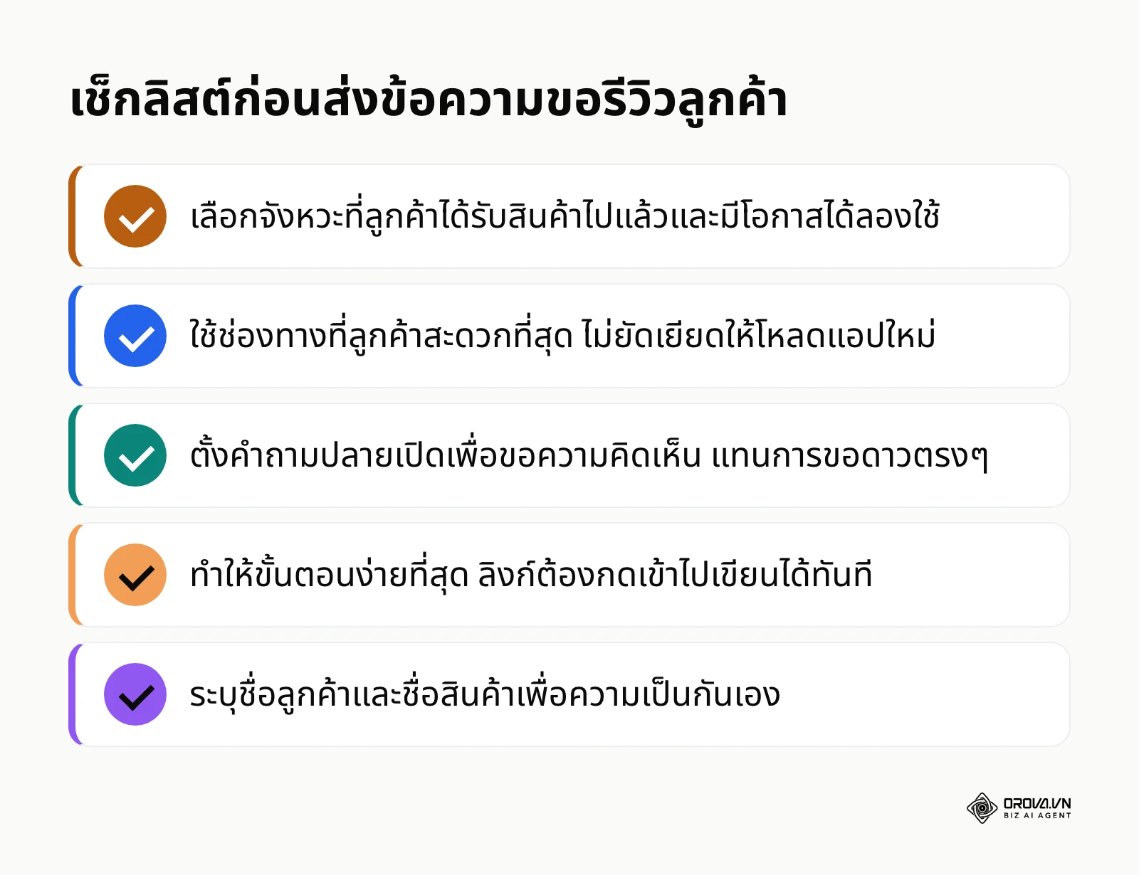รายการตรวจสอบ 5 ข้อเพื่อเตรียมความพร้อมก่อนส่งข้อความขอรีวิว