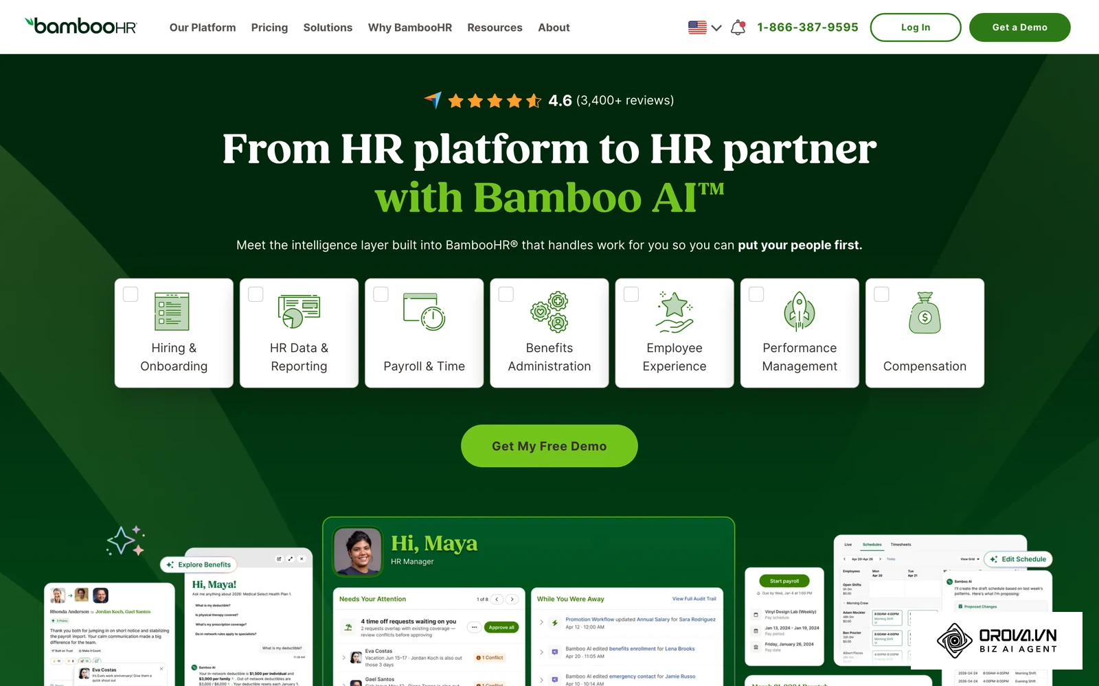 ໜ້າຫຼັກຂອງ BambooHR, ຕົວຢ່າງຂອງຊອບແວ HR ສຳເລັດຮູບທີ່ຄວນປຽບທຽບຄວາມງ່າຍໃນການໃຊ້ກັບຄວາມສາມາດປັບແຕ່ງ