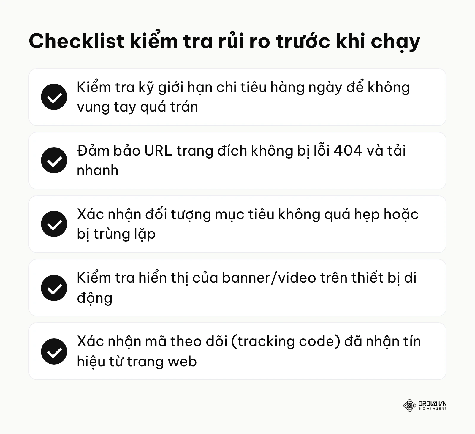 Danh sách kiểm tra rủi ro trước khi khởi chạy quảng cáo