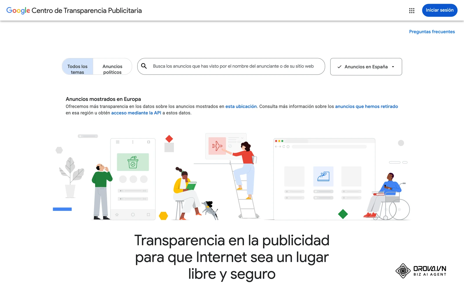 Centro de Transparencia de Anuncios de Google: aquí puedes buscar un anunciante y ver qué anuncios publica, útil para detectar si pujan por tu marca.