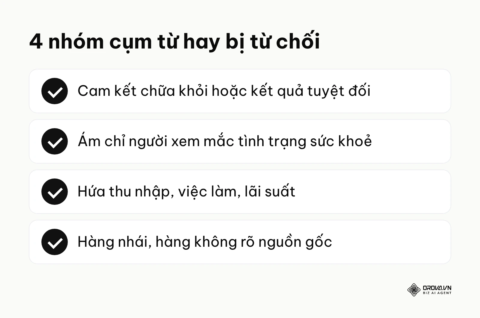 Danh sách 4 nhóm cụm từ hay khiến quảng cáo bài viết bị từ chối