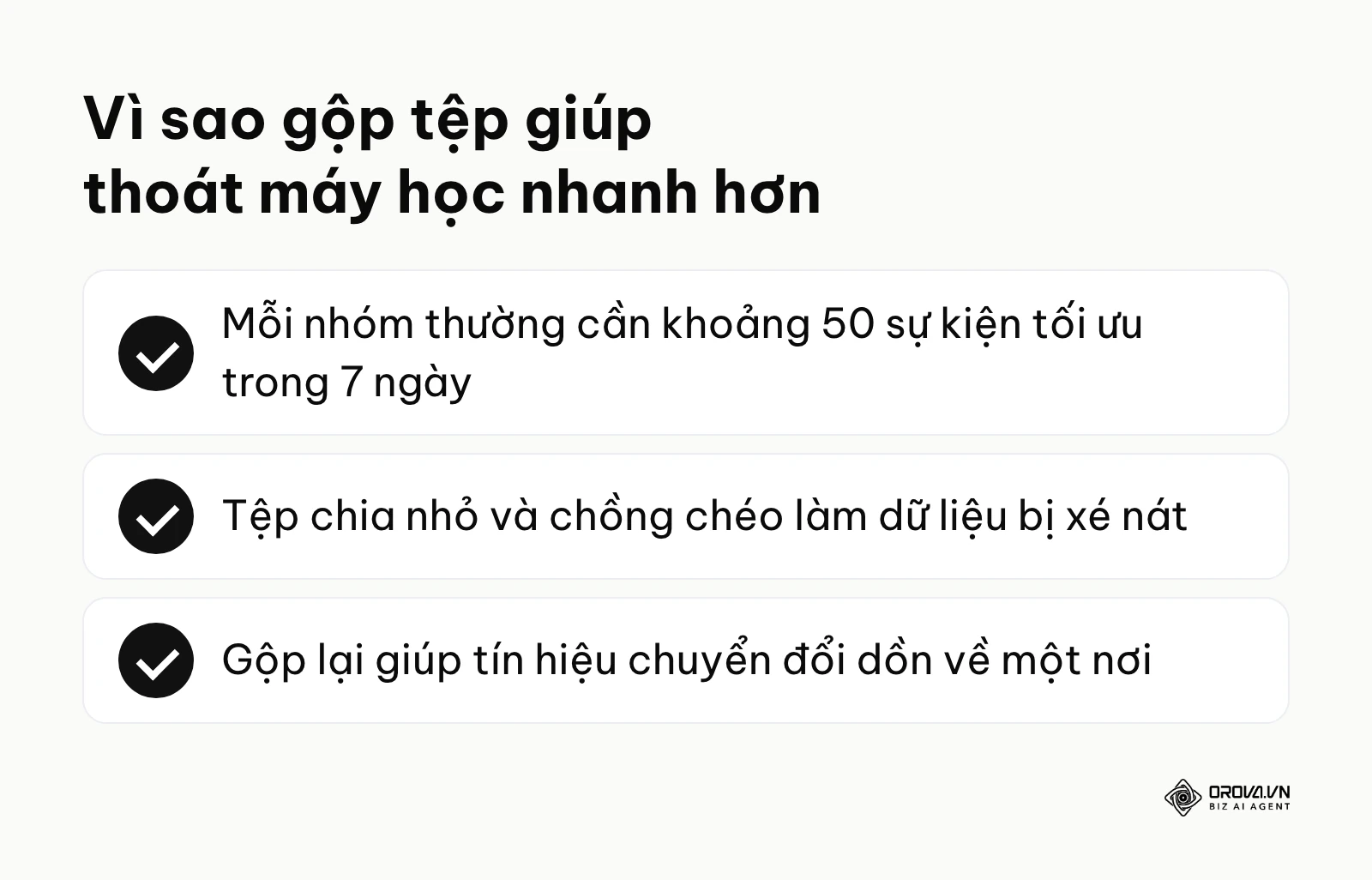 Tóm tắt lý do gộp tệp đối tượng giúp nhóm quảng cáo thoát giai đoạn máy học nhanh hơn