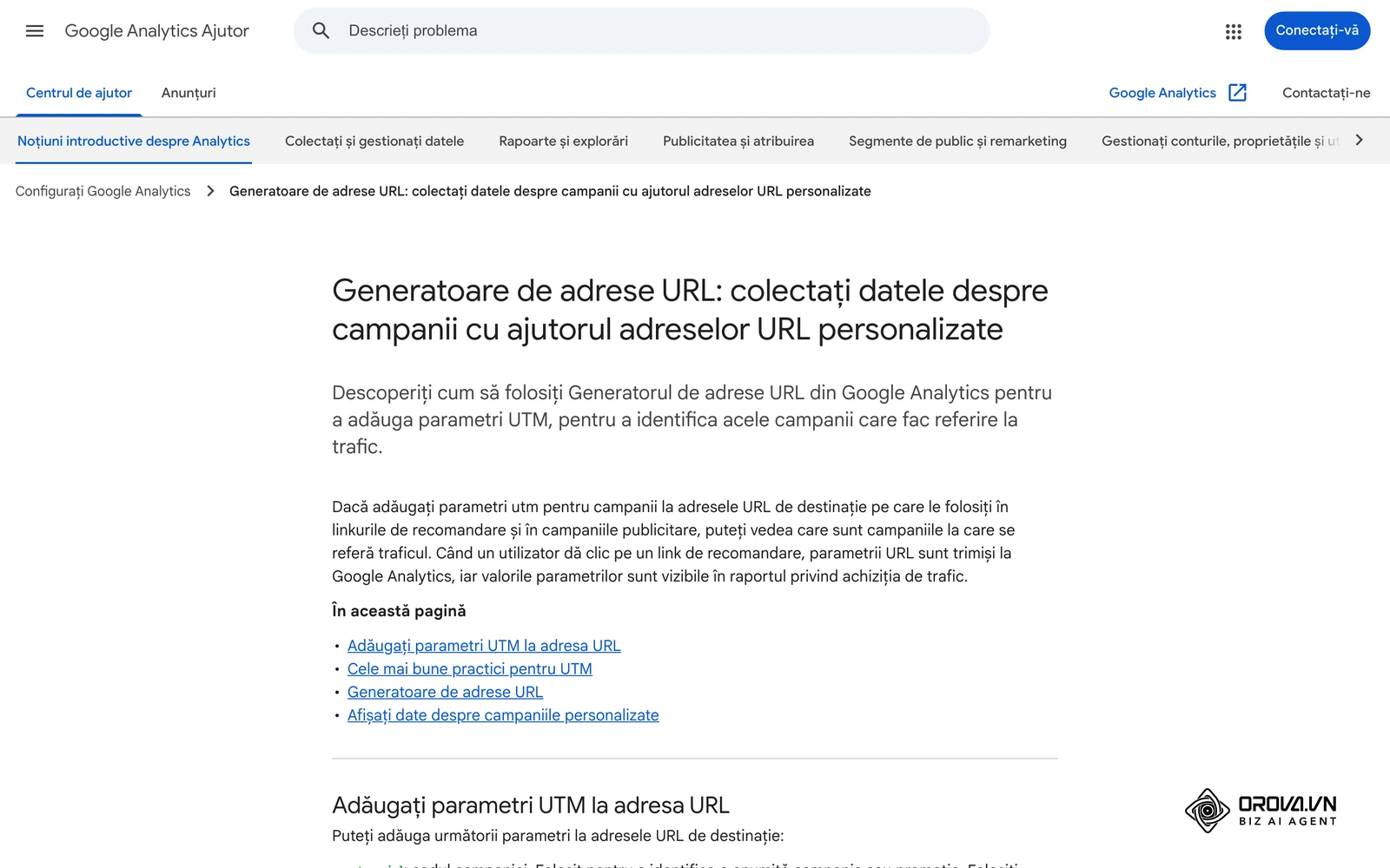 Ghidul Google Analytics despre generatoarele de adrese URL: lista parametrilor UTM și recomandarea unei convenții de denumire cu litere mici.