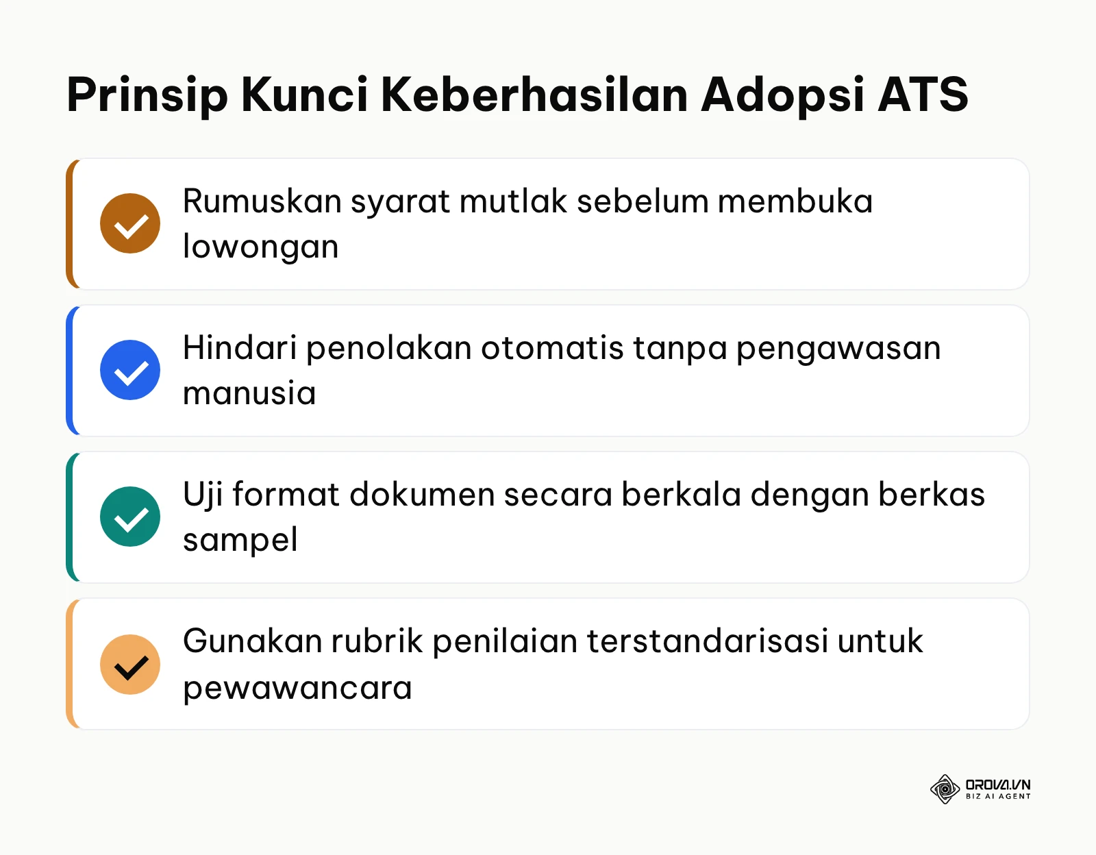 Daftar ringkasan prinsip dasar yang perlu dipatuhi saat menerapkan sistem perekrutan digital