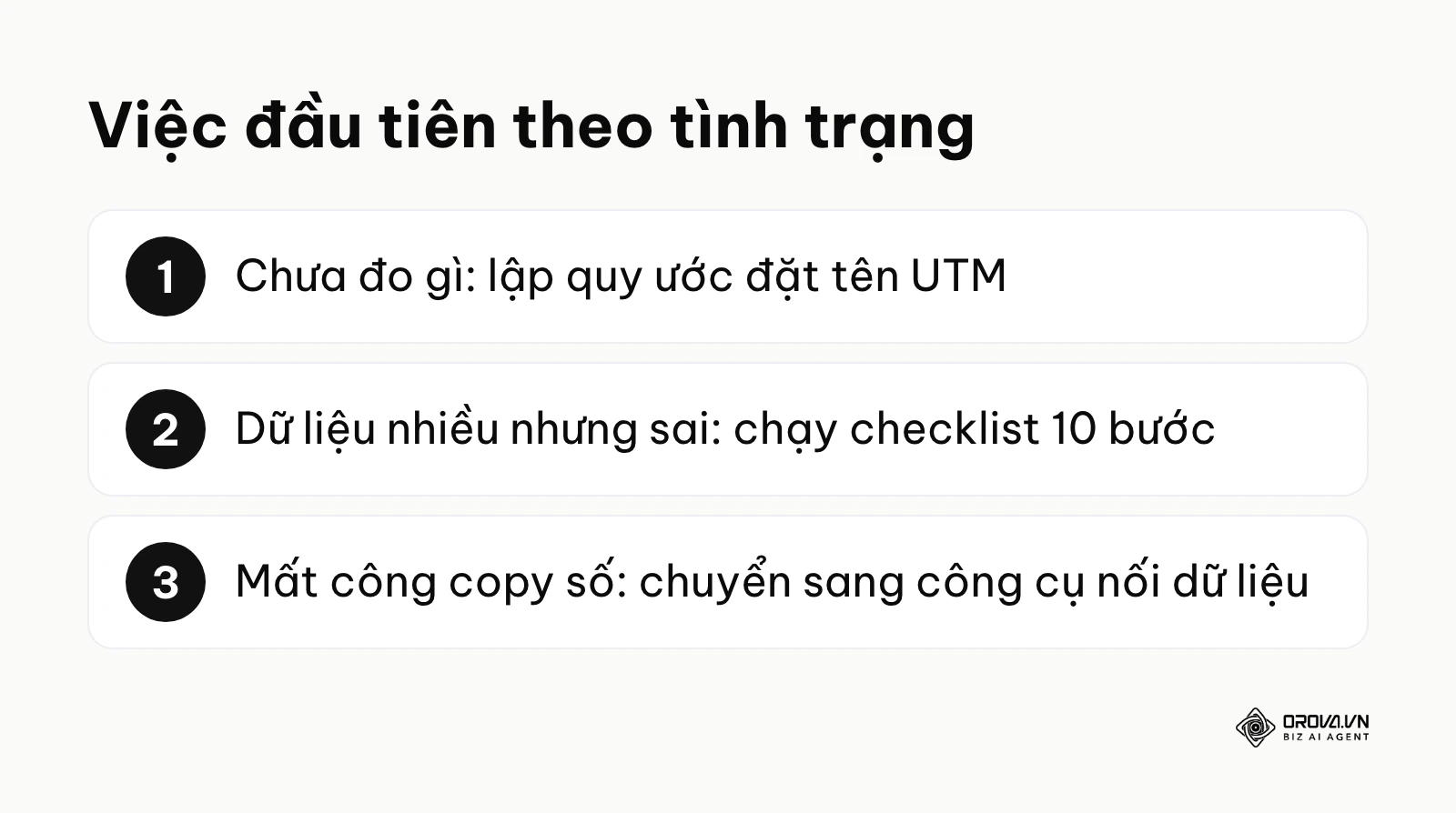 Ba hành động đầu tiên tùy thuộc vào tình trạng của doanh nghiệp