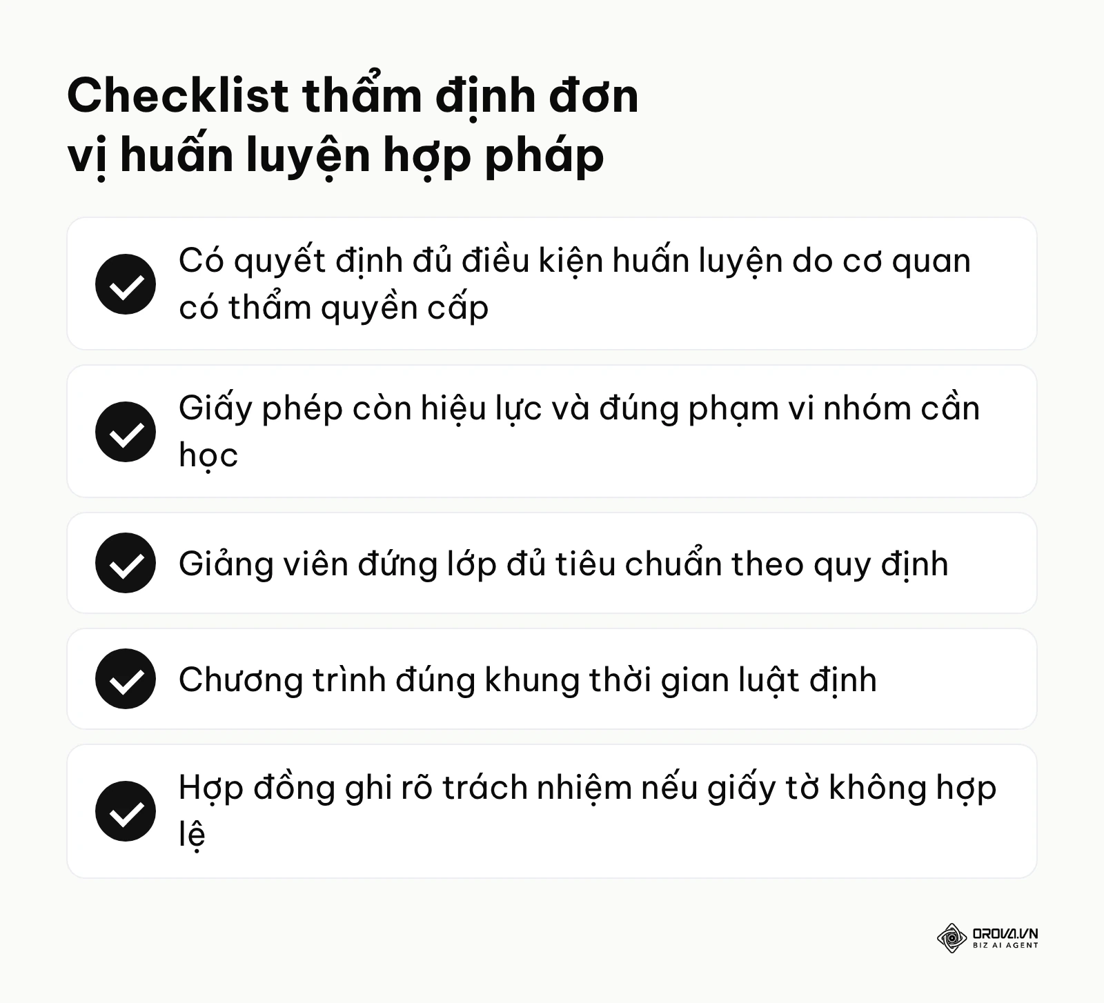 Danh sách 5 tiêu chí quan trọng để HR kiểm tra tính hợp pháp của một trung tâm huấn luyện an toàn lao động.