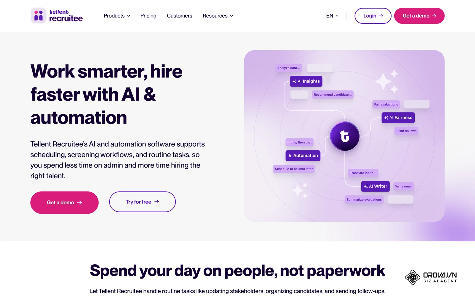 Recruitee's built-in AI assistant interface generating draft job descriptions and candidate evaluation prompts.