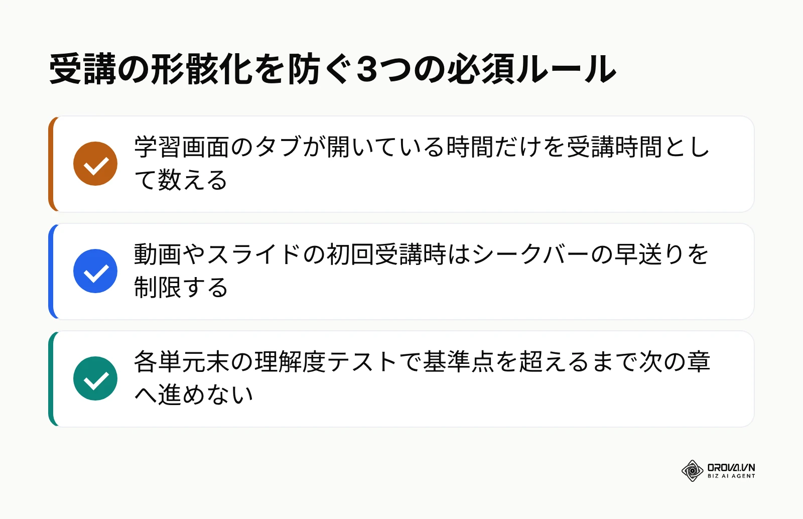 受講のながら見やスキップを防ぐ3つの技術的ルール一覧