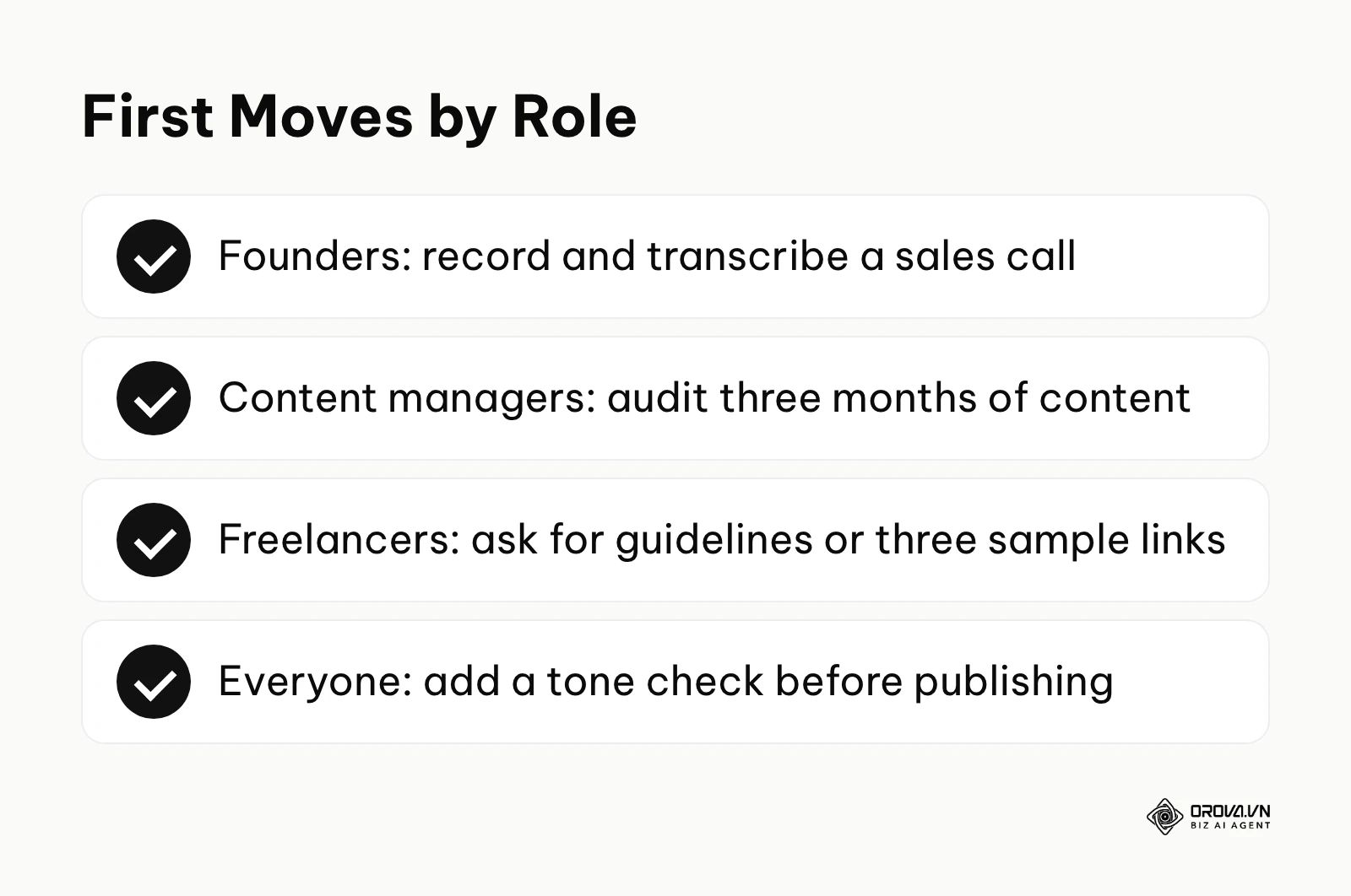 Checklist of immediate actions to adapt and build your brand tone