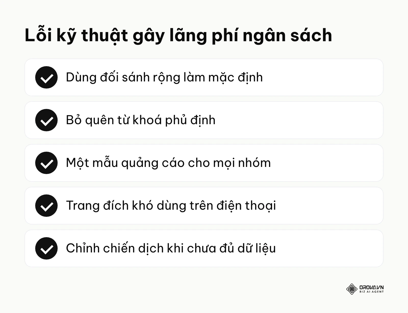 Bảng tóm tắt những sai lầm phổ biến nhất khiến người mới tiêu tốn nhiều tiền mà không có đơn hàng.