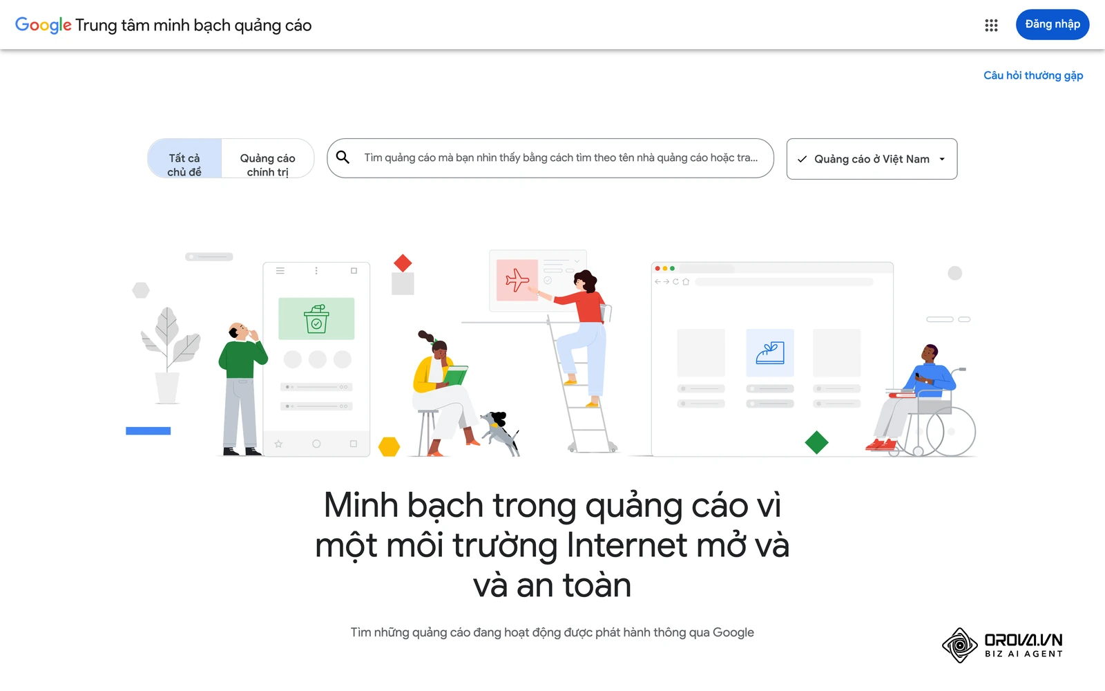 Trung tâm minh bạch quảng cáo của Google, nơi tra cứu quảng cáo đang chạy của một nhà quảng cáo