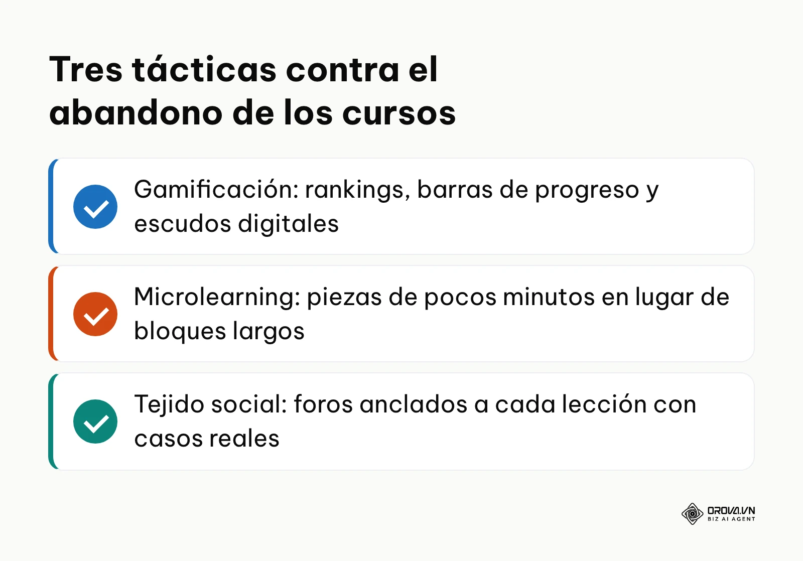 Resumen de tres tácticas para reducir el abandono en la formación en línea