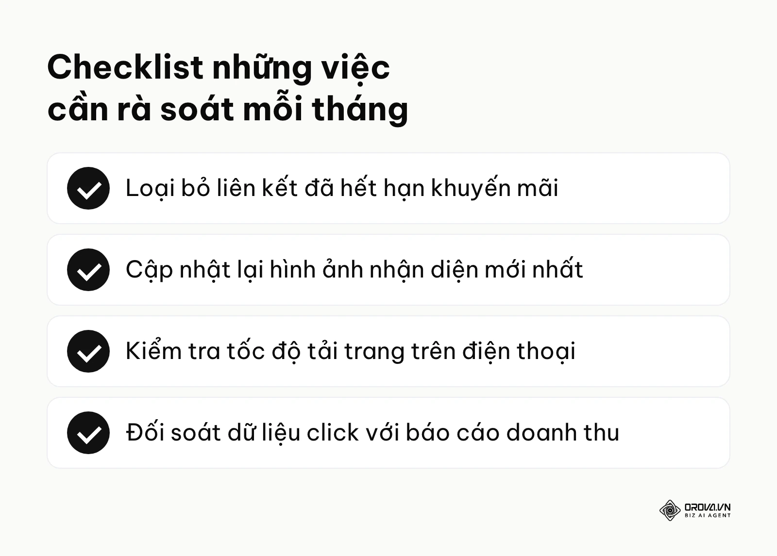 Bảng tóm tắt các bước kiểm tra định kỳ để duy trì trang liên kết hiệu quả