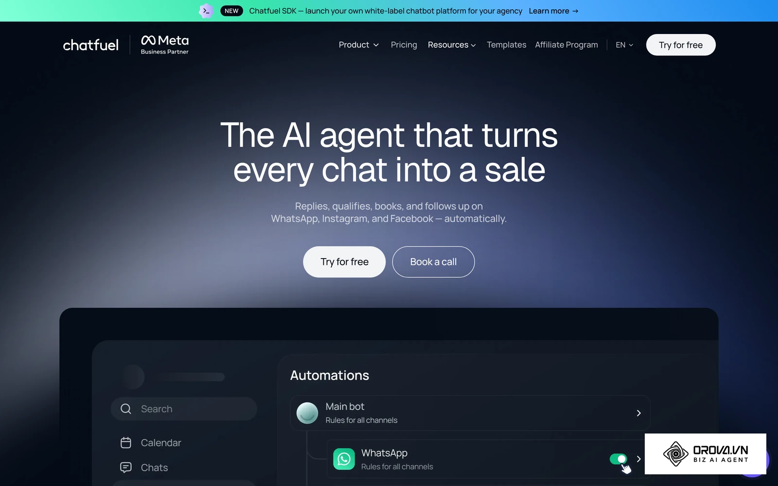 Chatfuel, one of the third-party chatbot builders that can run the conversation flow behind messenger ads.