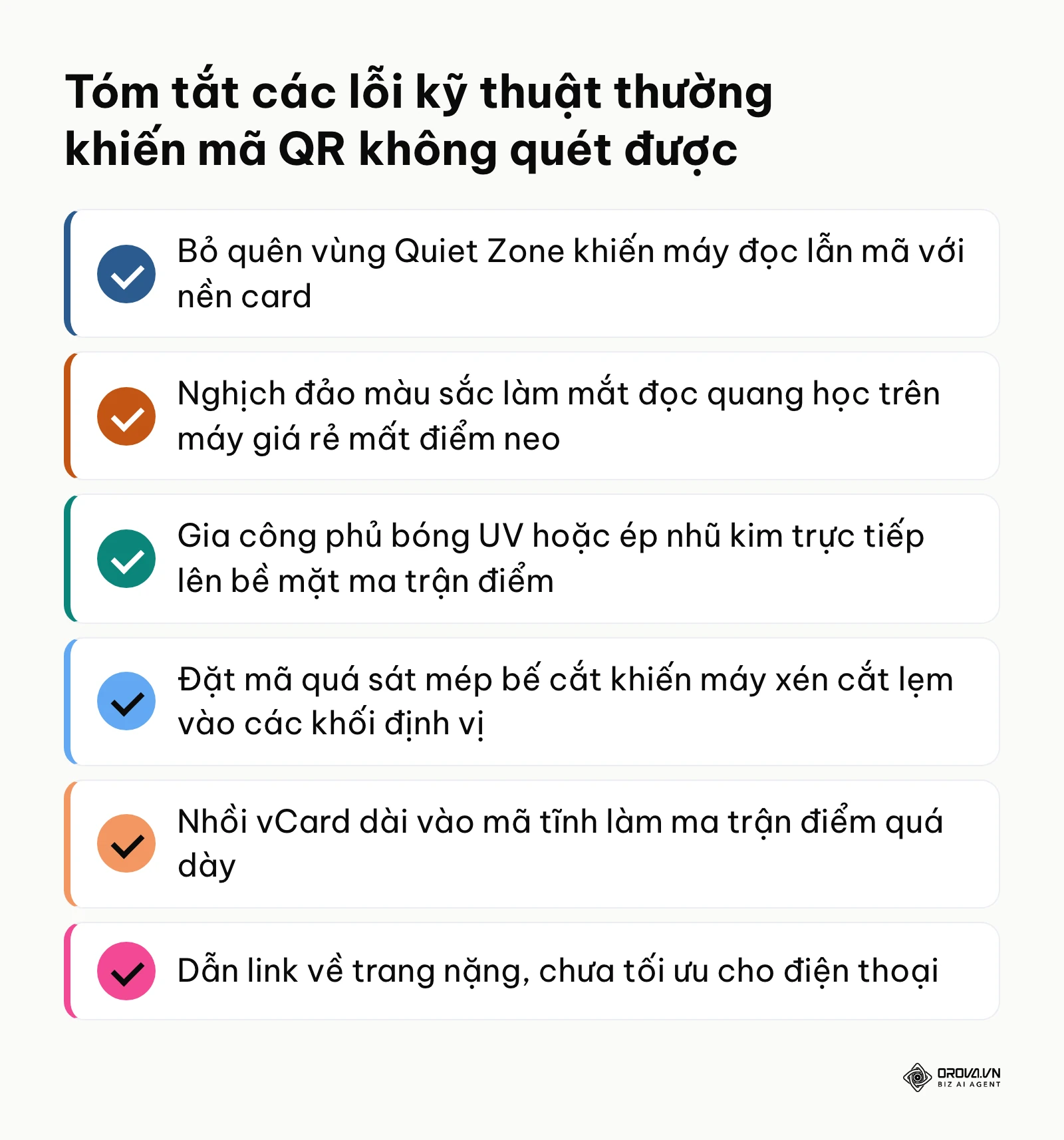 Tóm tắt 6 sai lầm kỹ thuật phổ biến khi tạo mã QR trên danh thiếp giấy
