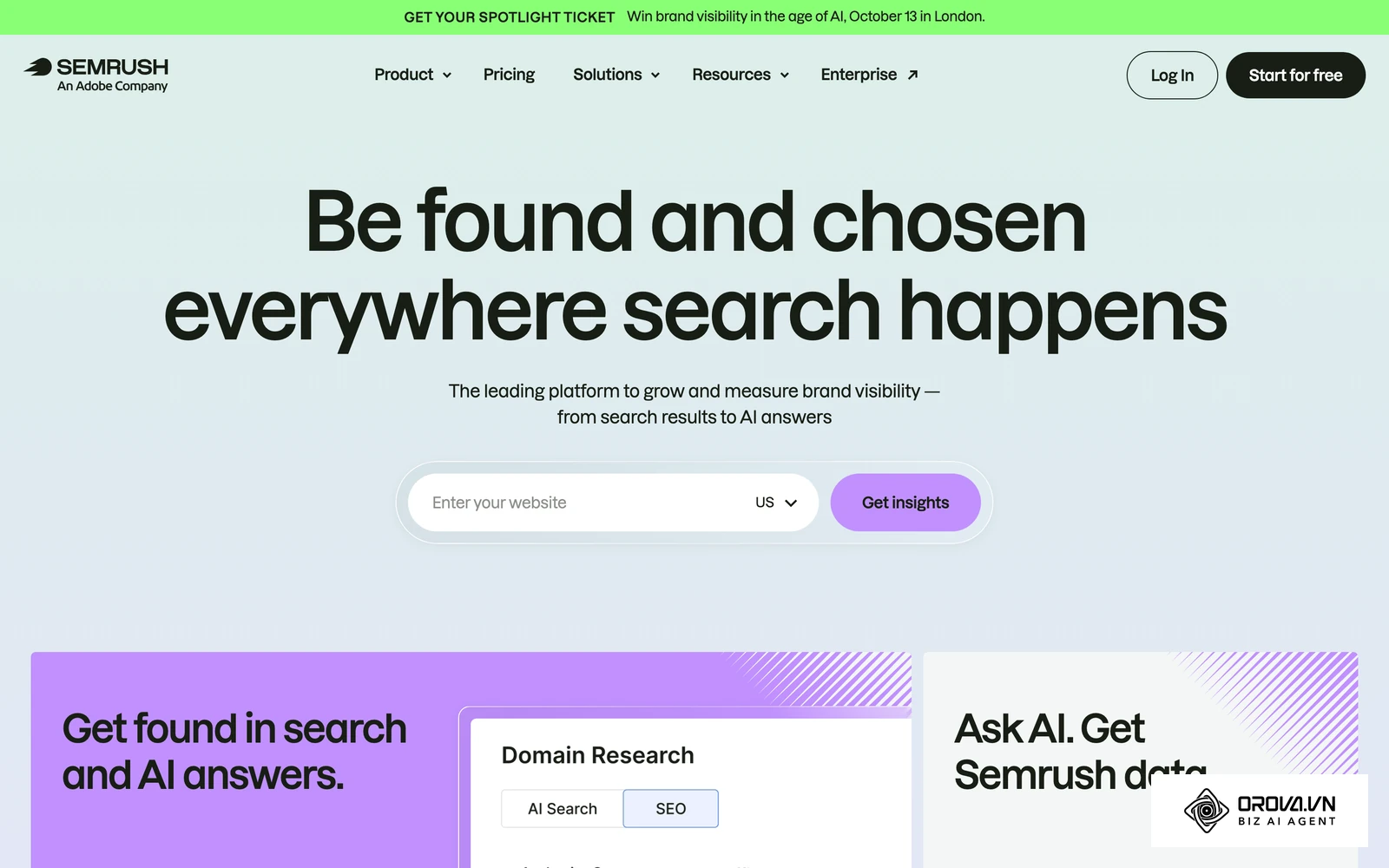 Interfaz principal de Semrush mostrando un resumen de investigación de mercado.