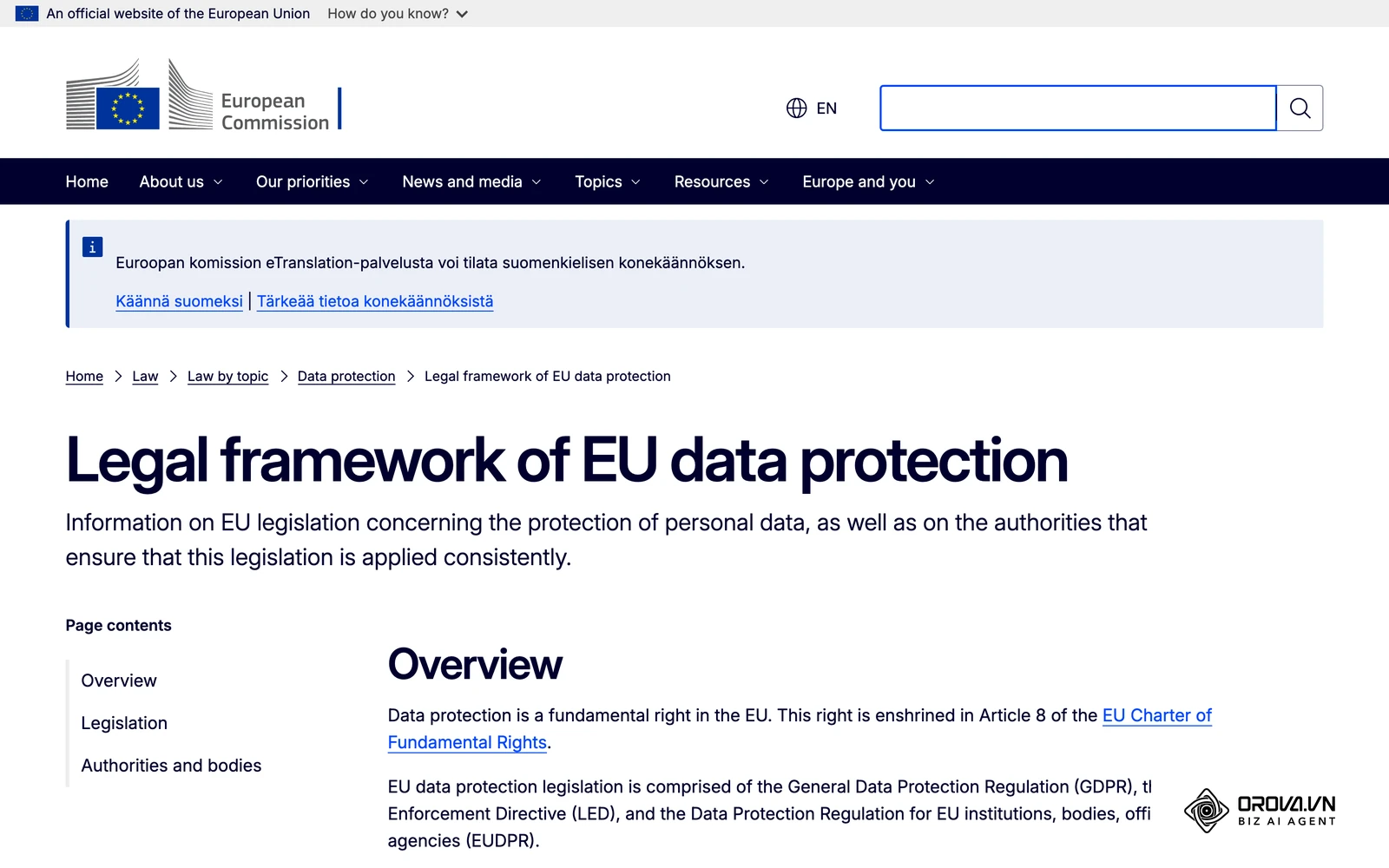 Euroopan komission sivu EU:n tietosuojalainsäädännöstä (englanninkielinen versio) kokoaa GDPR:n perusteet, jotka koskevat myös työnhakijoiden henkilötietoja.