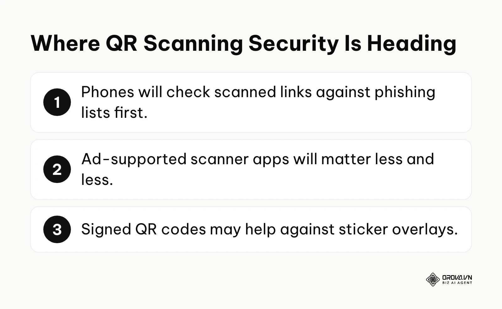 Executive summary of the three major technological predictions for the future of QR code security.