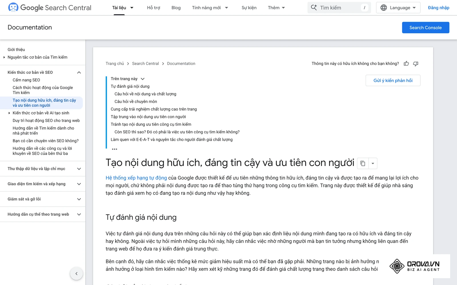 Tài liệu của Google về cách xây dựng nội dung hữu ích, nhấn mạnh tiêu chuẩn đối với các trang web chuyên ngành.