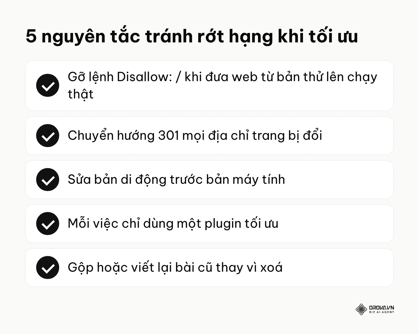 5 nguyên tắc tránh rớt hạng khi tự tối ưu website.