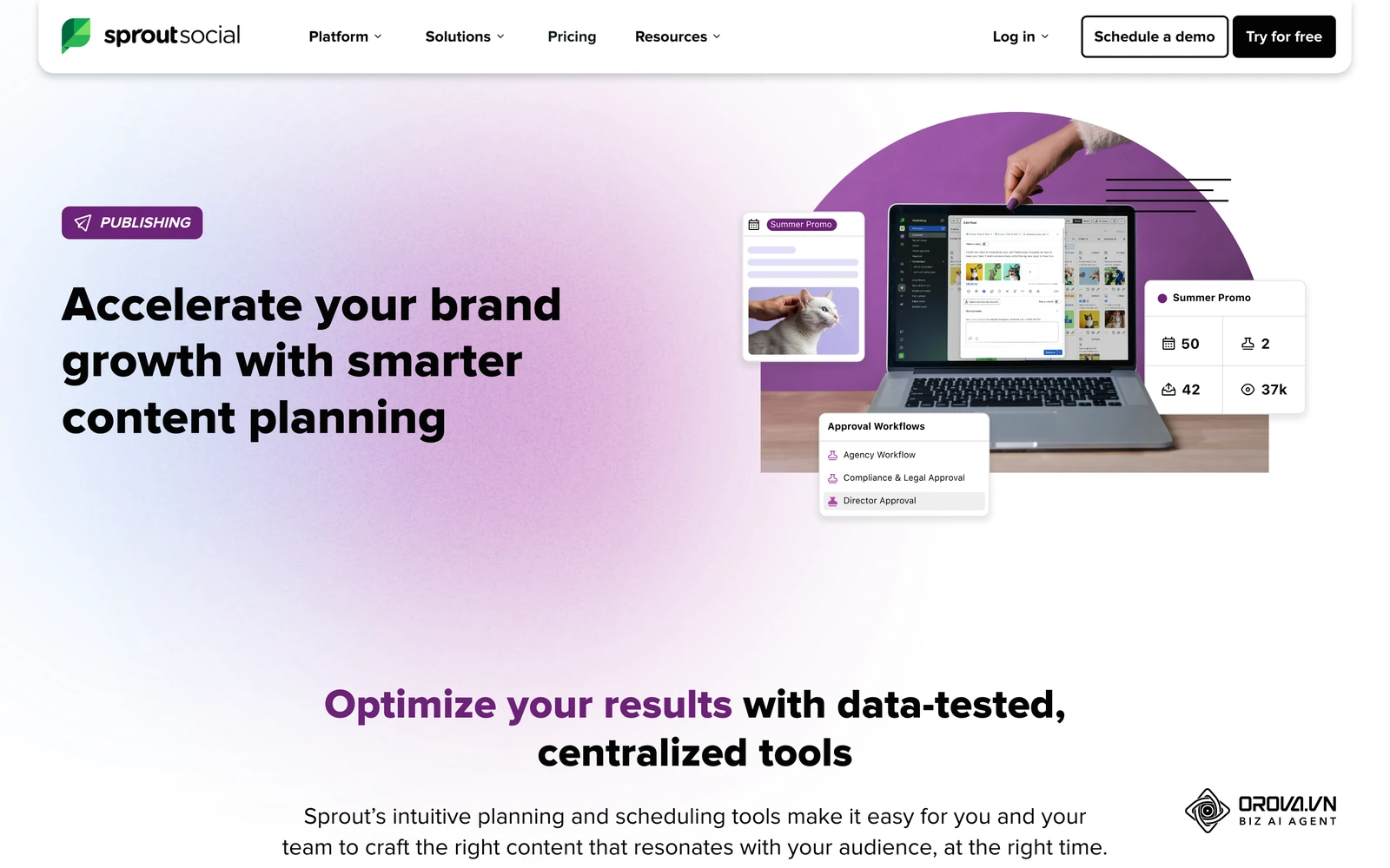 ទំព័រមុខងារ Publishing ផ្លូវការរបស់ Sprout Social បង្ហាញប្រតិទិនកំណត់ពេលផុស