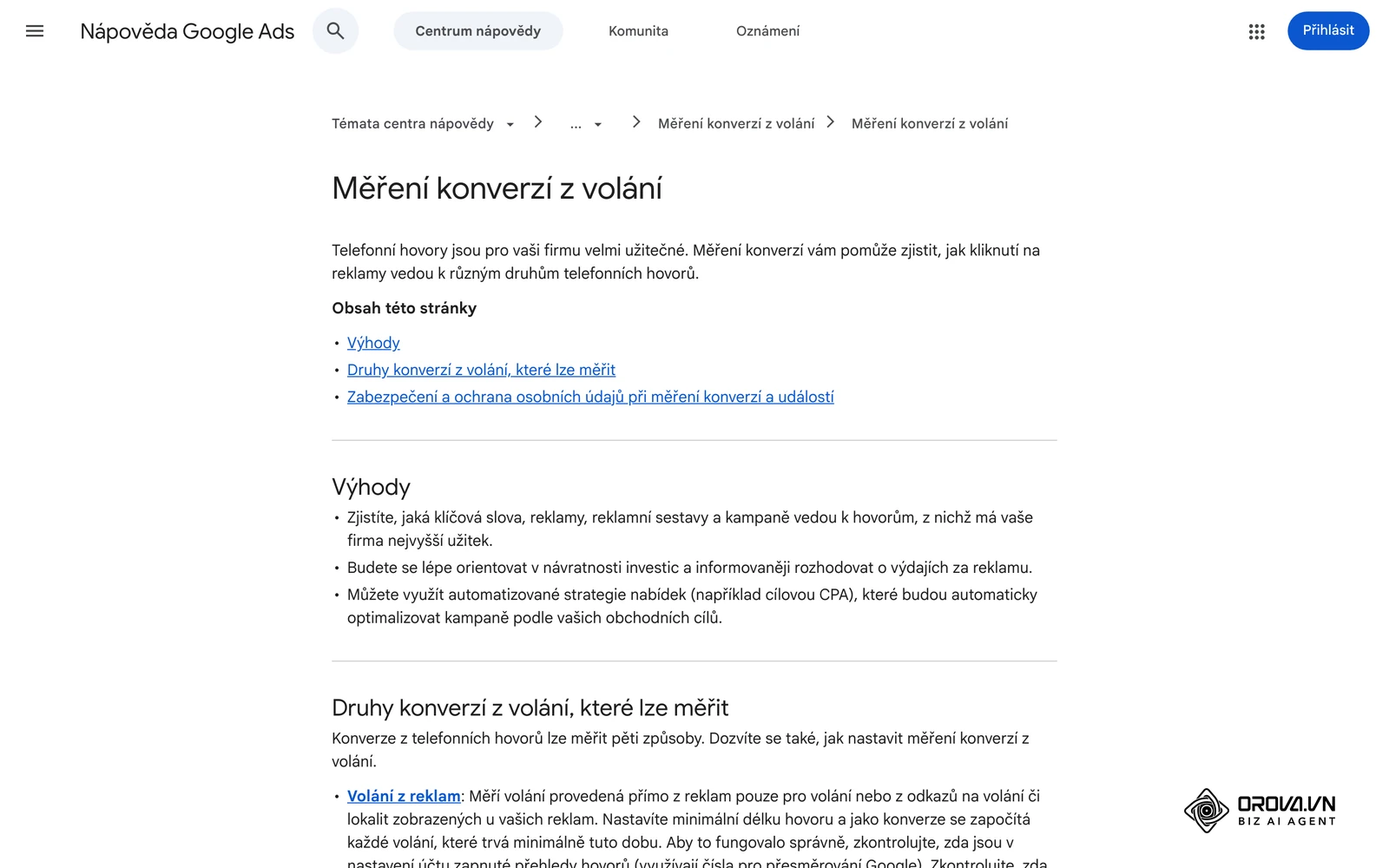 Nápověda Google Ads: Měření konverzí z volání – pět způsobů měření telefonátů.