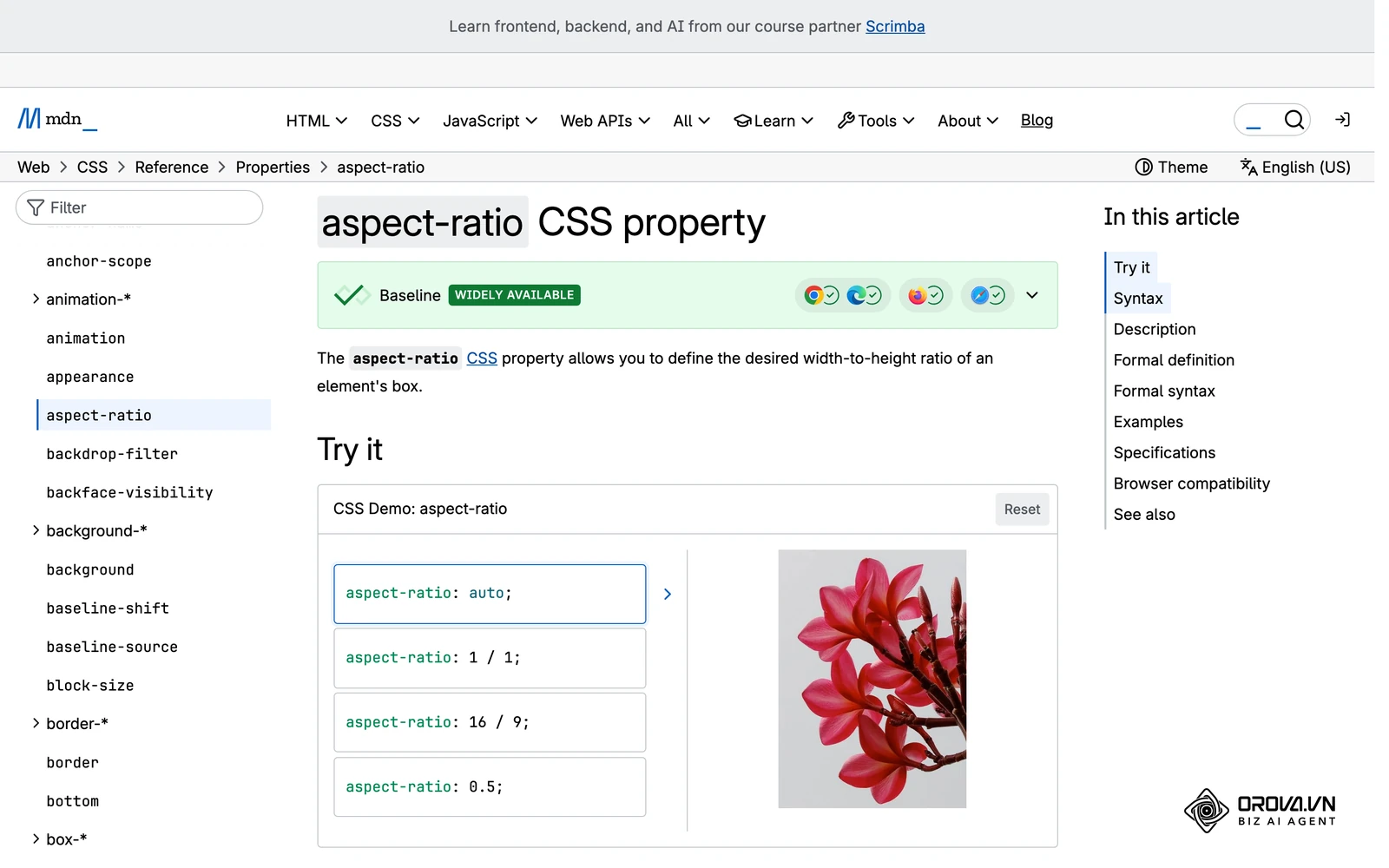 Thuộc tính aspect-ratio mới trong CSS giúp duy trì tỷ lệ khung hình video dễ dàng hơn trên các trình duyệt hiện đại.