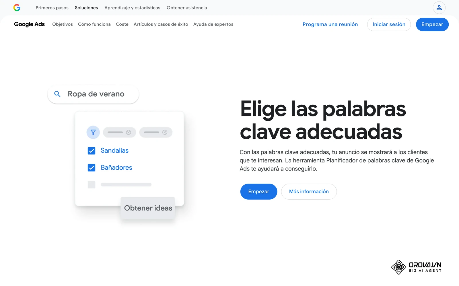 Página de inicio del planificador, esencial para descubrir volúmenes de búsqueda e intenciones de usuario.