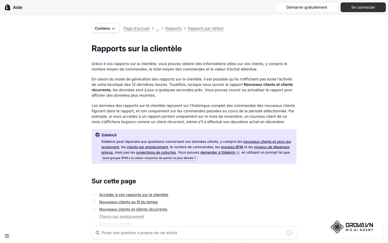 Les rapports clientèle de Shopify regroupent l'historique d'achat utile au calcul de la CLV.